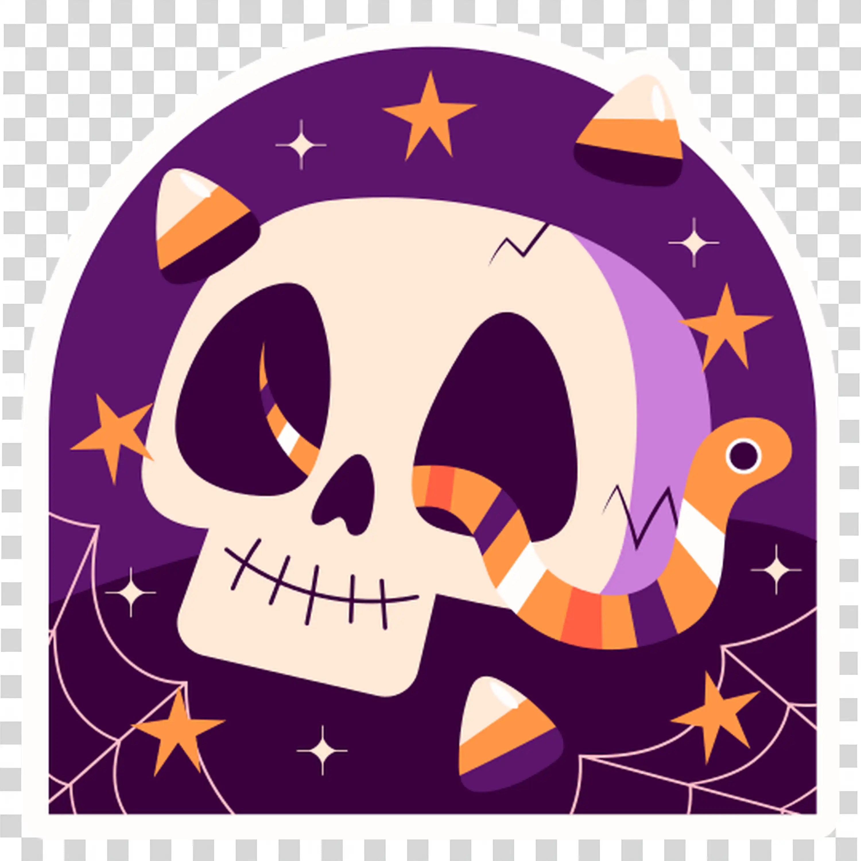 Purple Skull and White Skeleton On a Halloween Theme