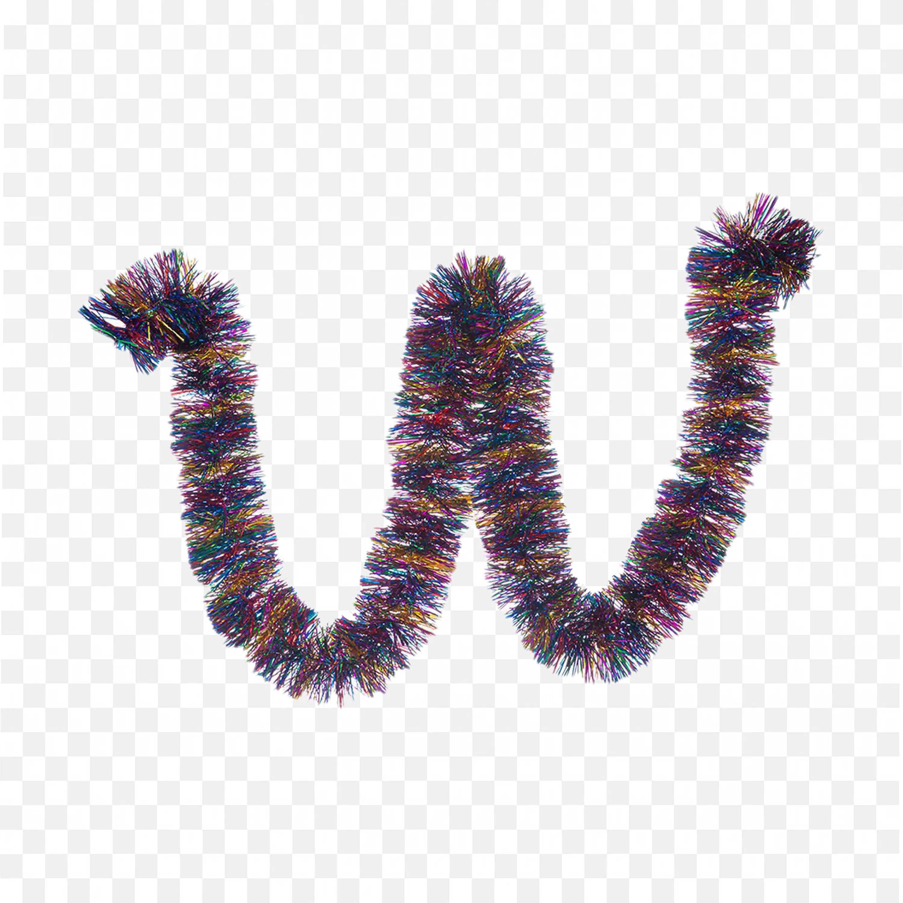 Purple Tinsel Shaped Into A W For Custom Holiday Decor