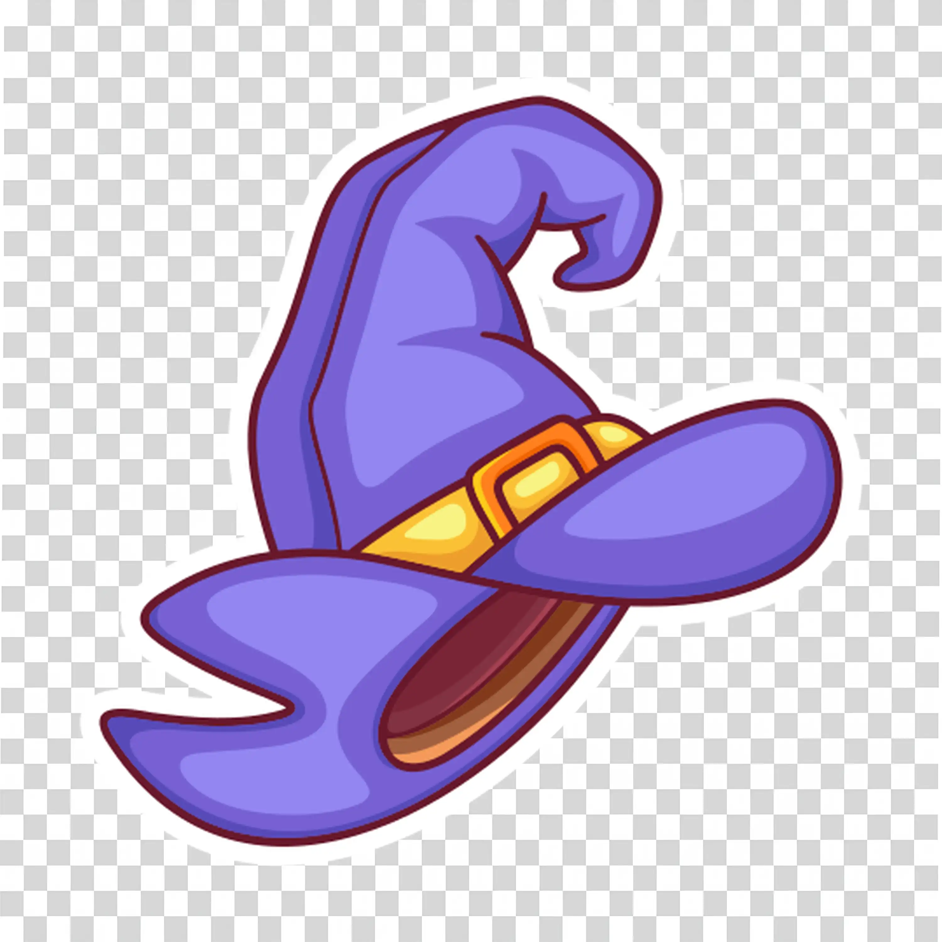 Purple Witch Hat with Orange Band for Halloween PNG Image