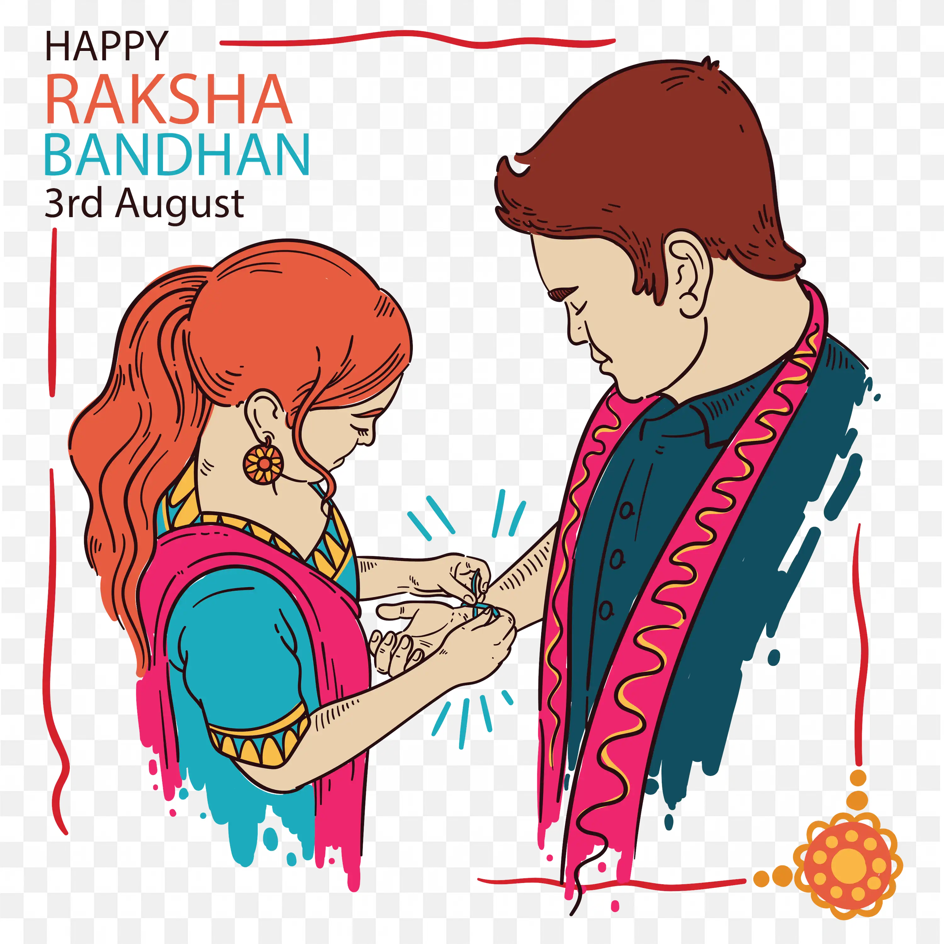 Raksha Bandhan Festival Art Celebrating Brother Sister Bond