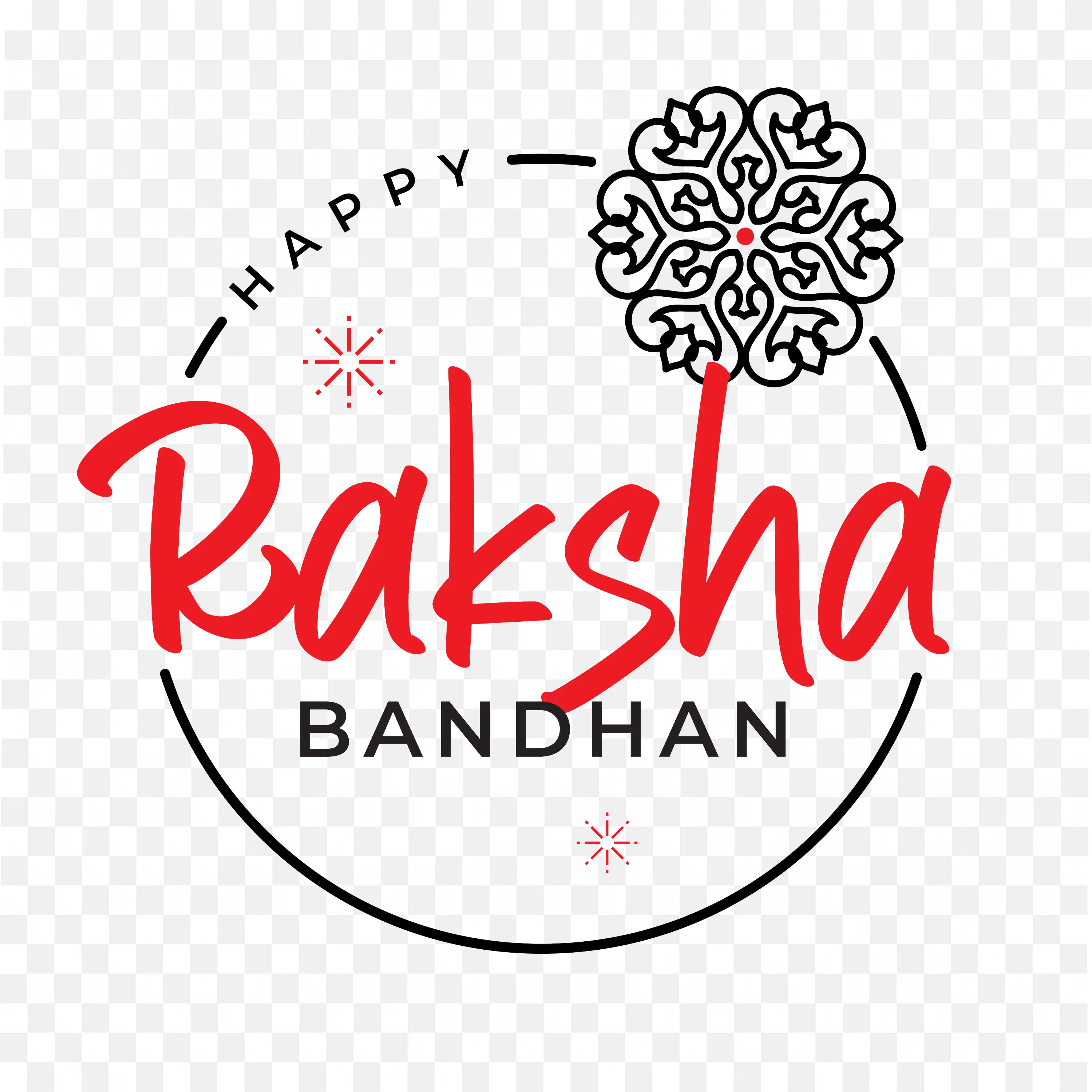 Raksha Bandhan Text PNG Festive Red Calligraphy Art