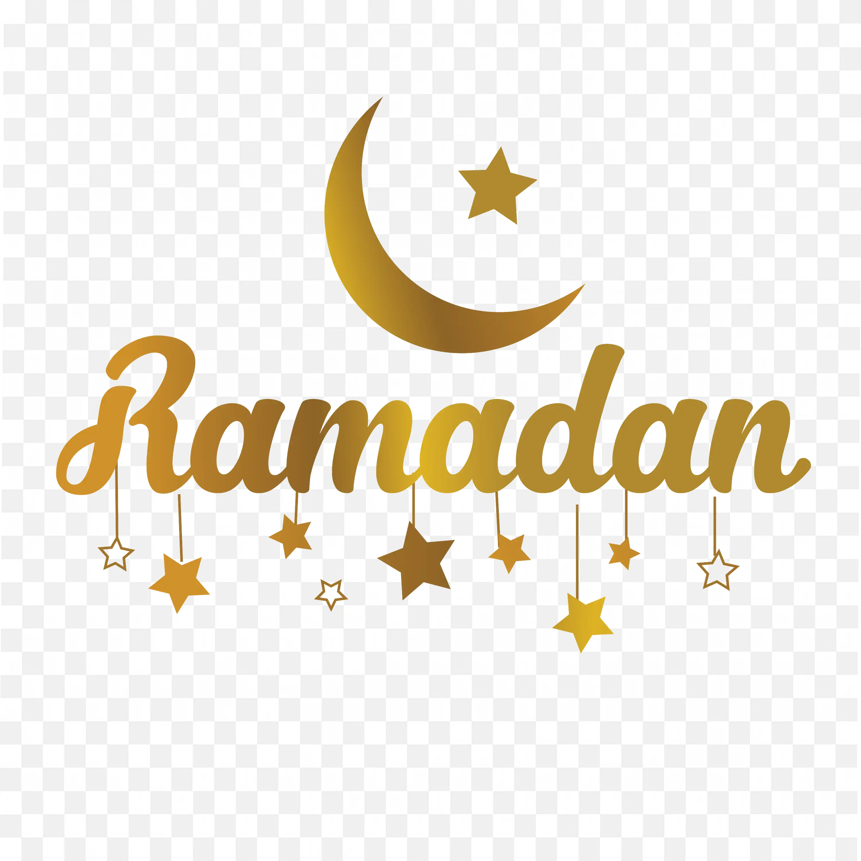 Ramadan Greeting with Crescent Moon and Stars Illustration