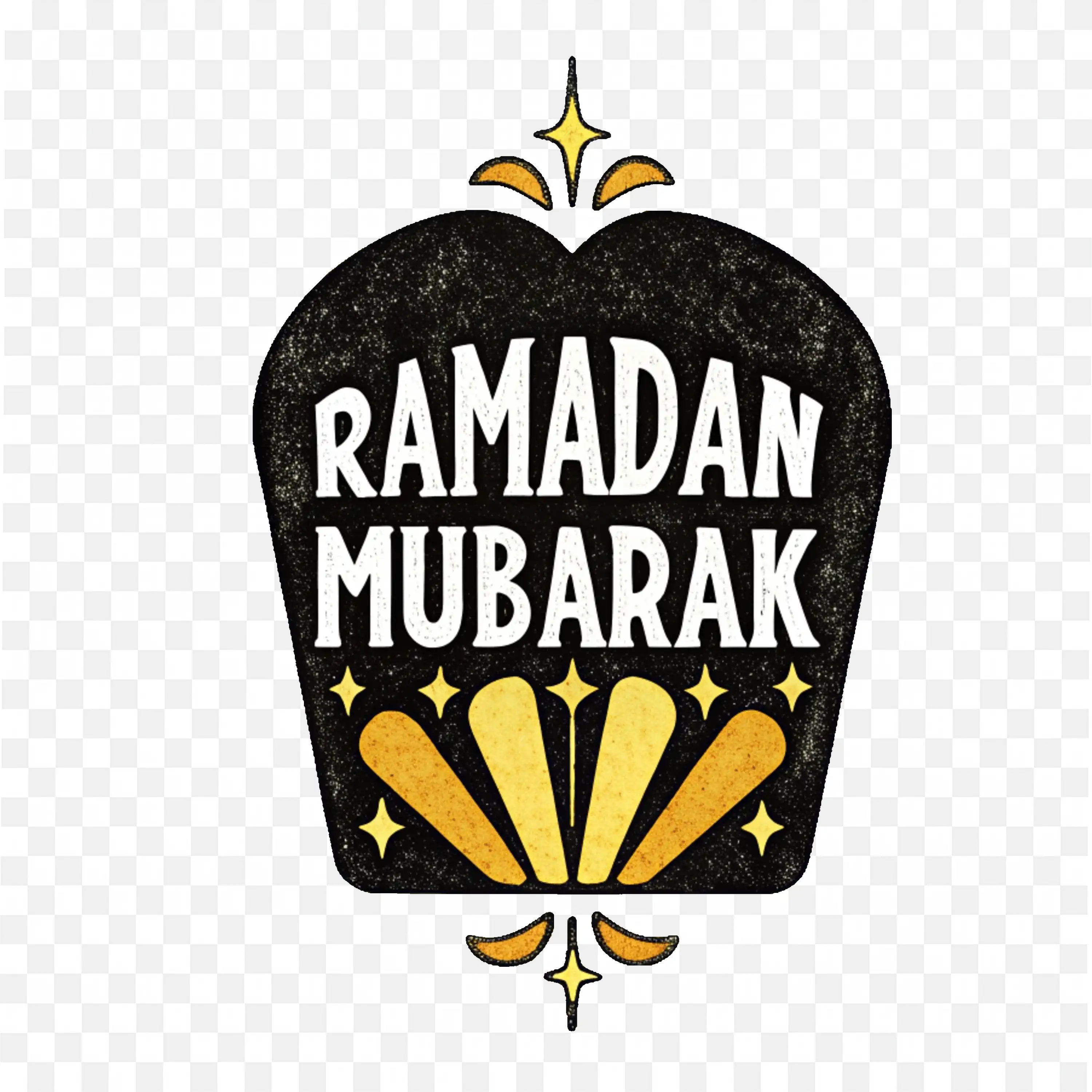 Ramadan Mubarak Banner PNG Black and Gold Pattern Design