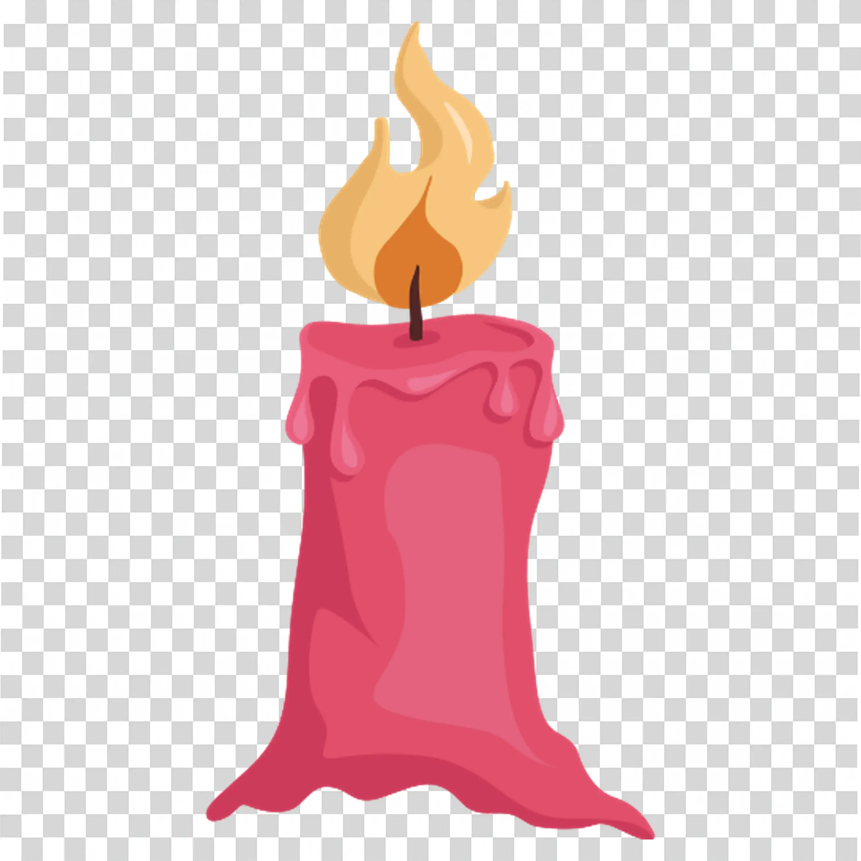 Red Candle Melting in Spooky Halloween Style Illustration