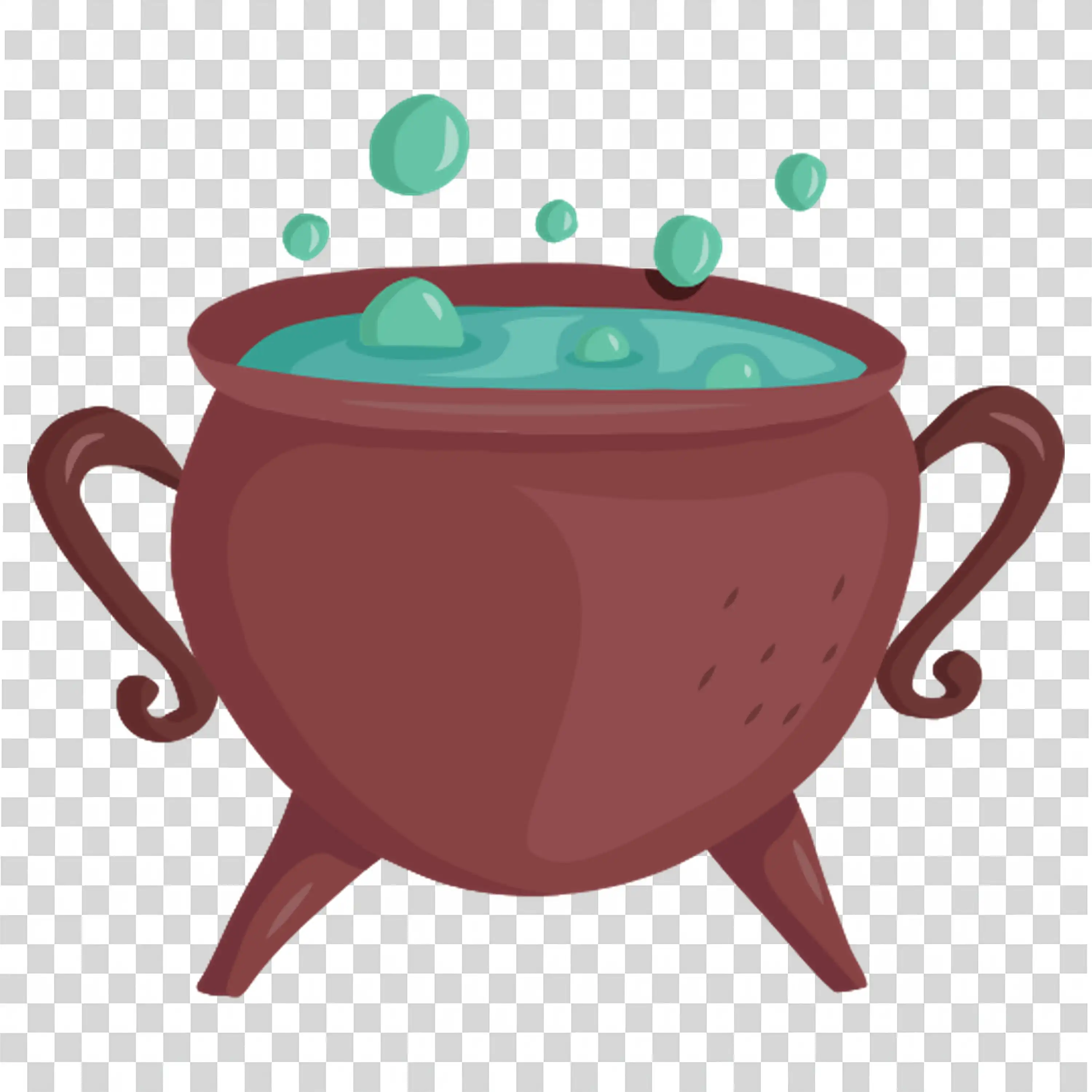Red Cauldron with Green Bubbling Liquid for Halloween