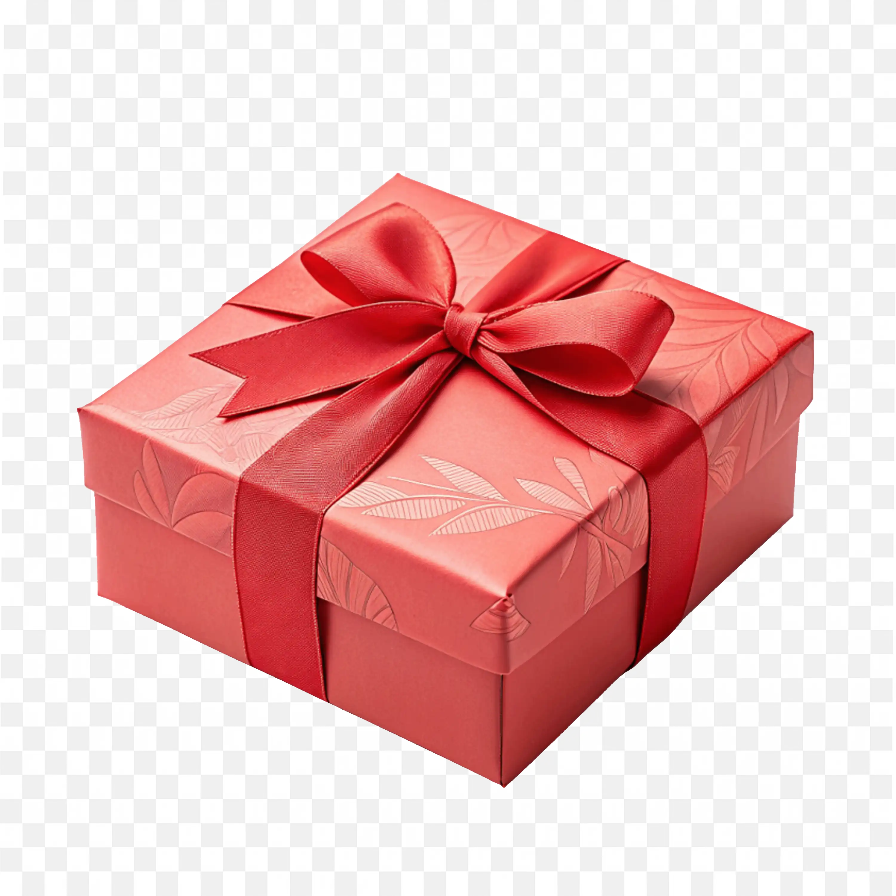 Red Gift Box with Satin Bow Christmas Holiday Present