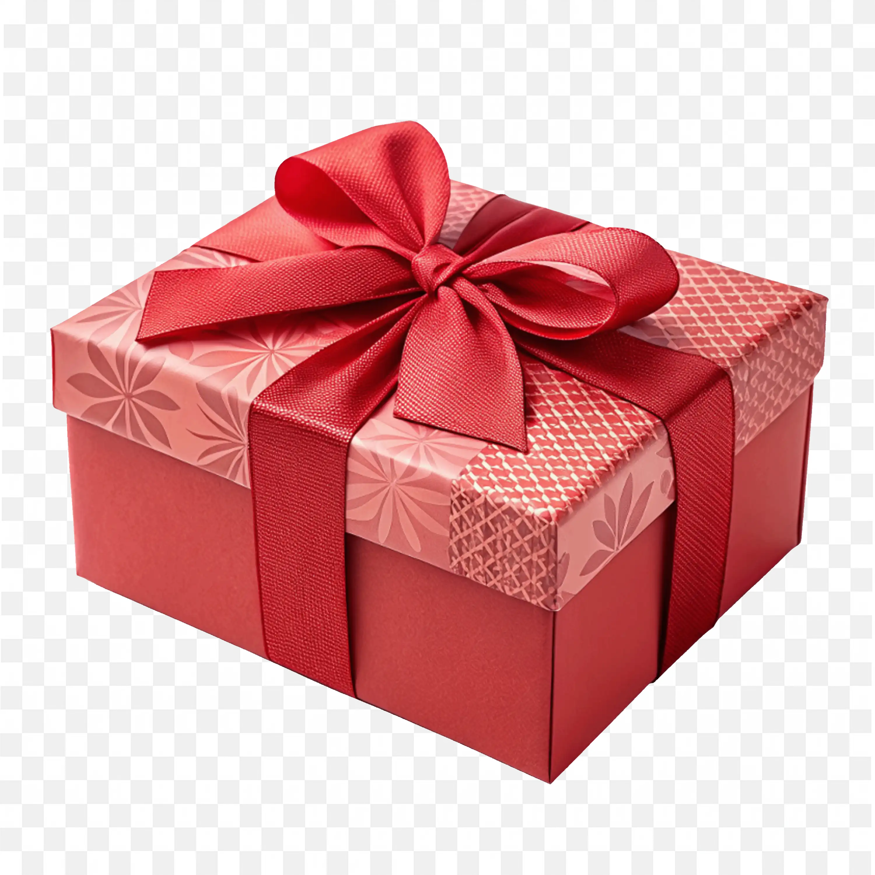 Red Glittery Gift Box with Silver Ribbon for Festive Use