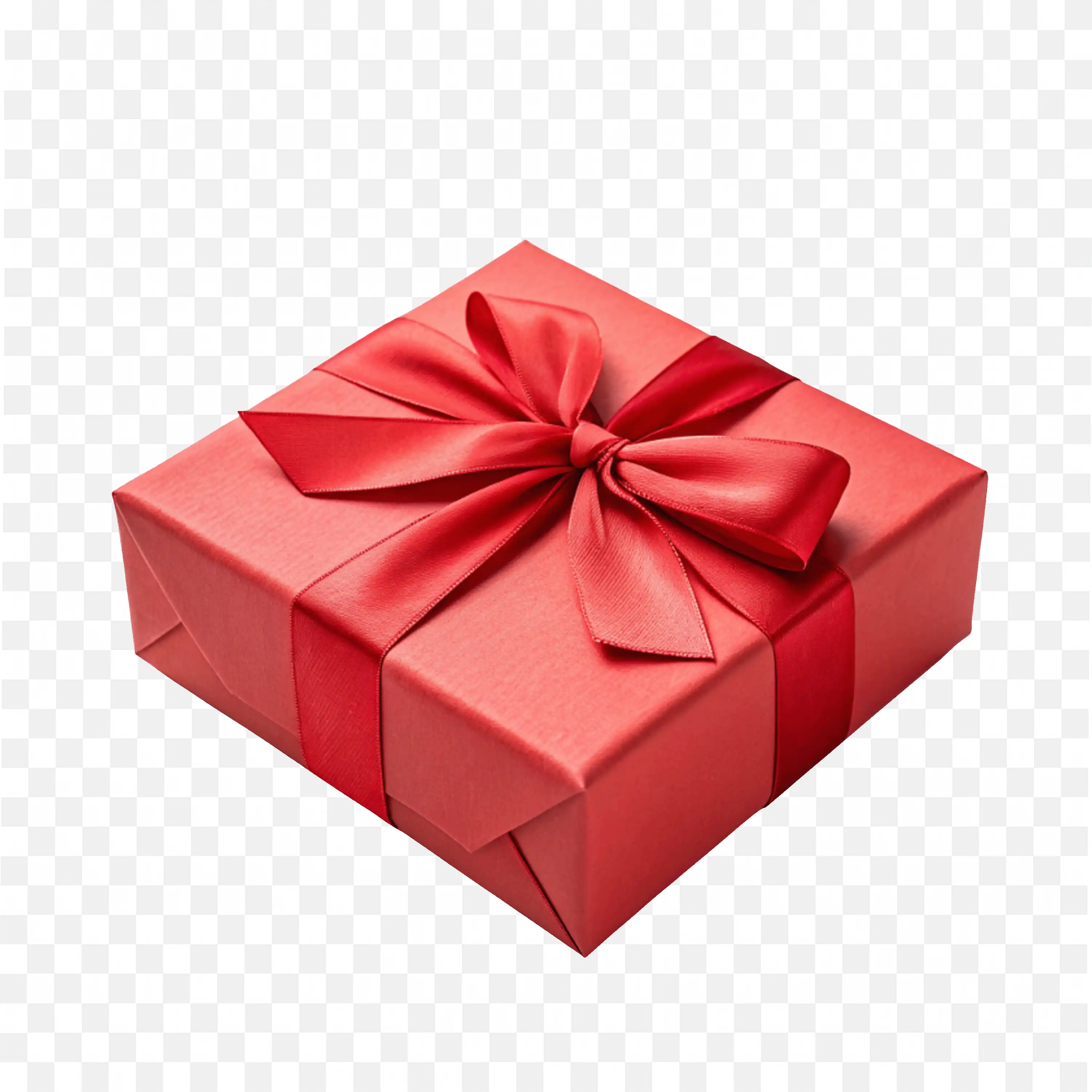 Red Square Gift Box with Ribbon for Birthday or Holiday