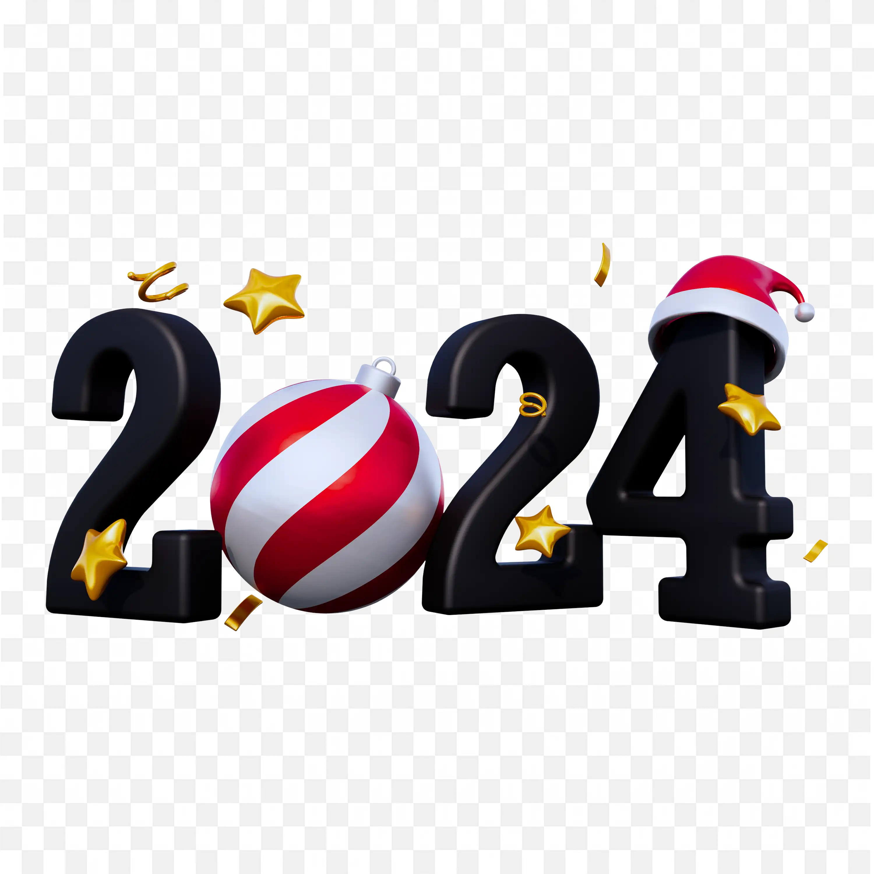 Red and White Striped Text Christmas and New Year Decor