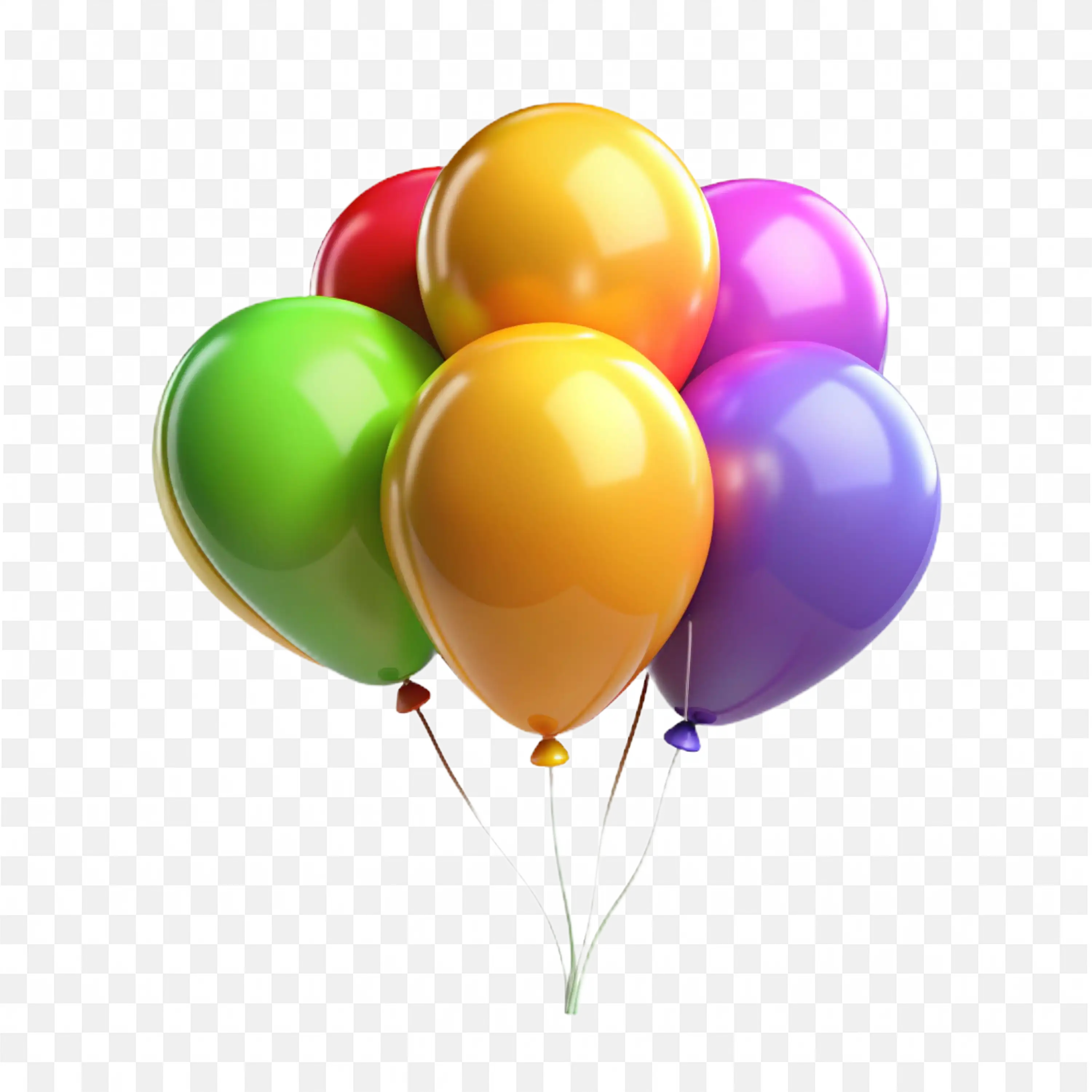 3D Render of Colorful Balloons Group for Party Decor Art