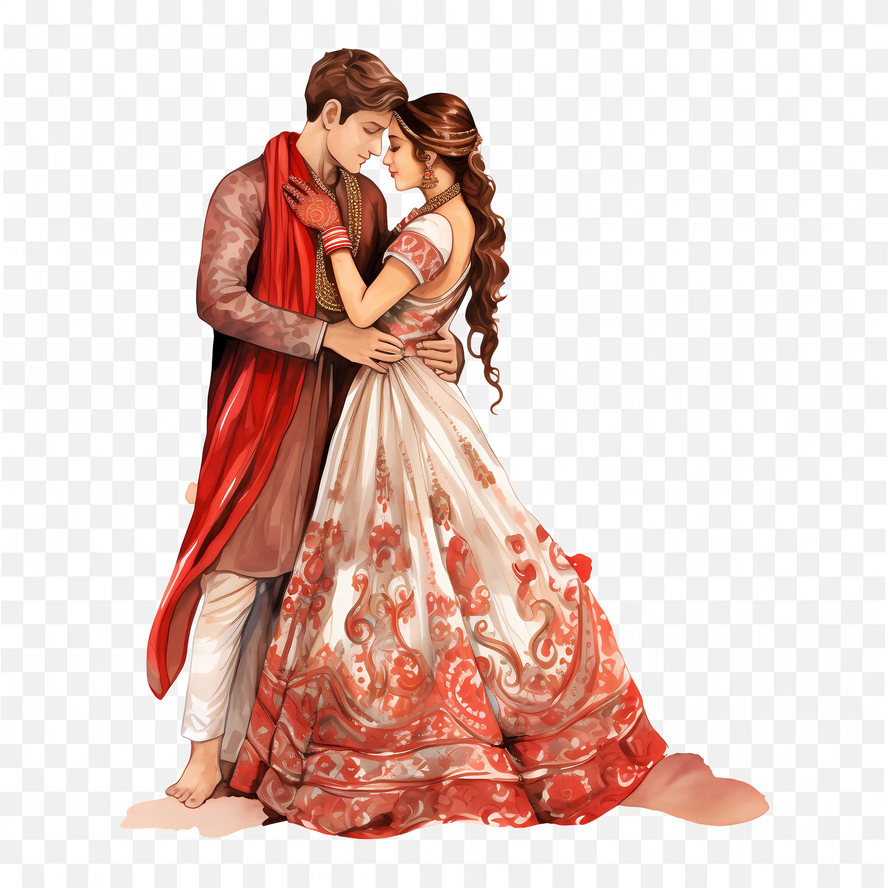 Romantic Indian Muslim Wedding Clip Art Bride Groom PNG