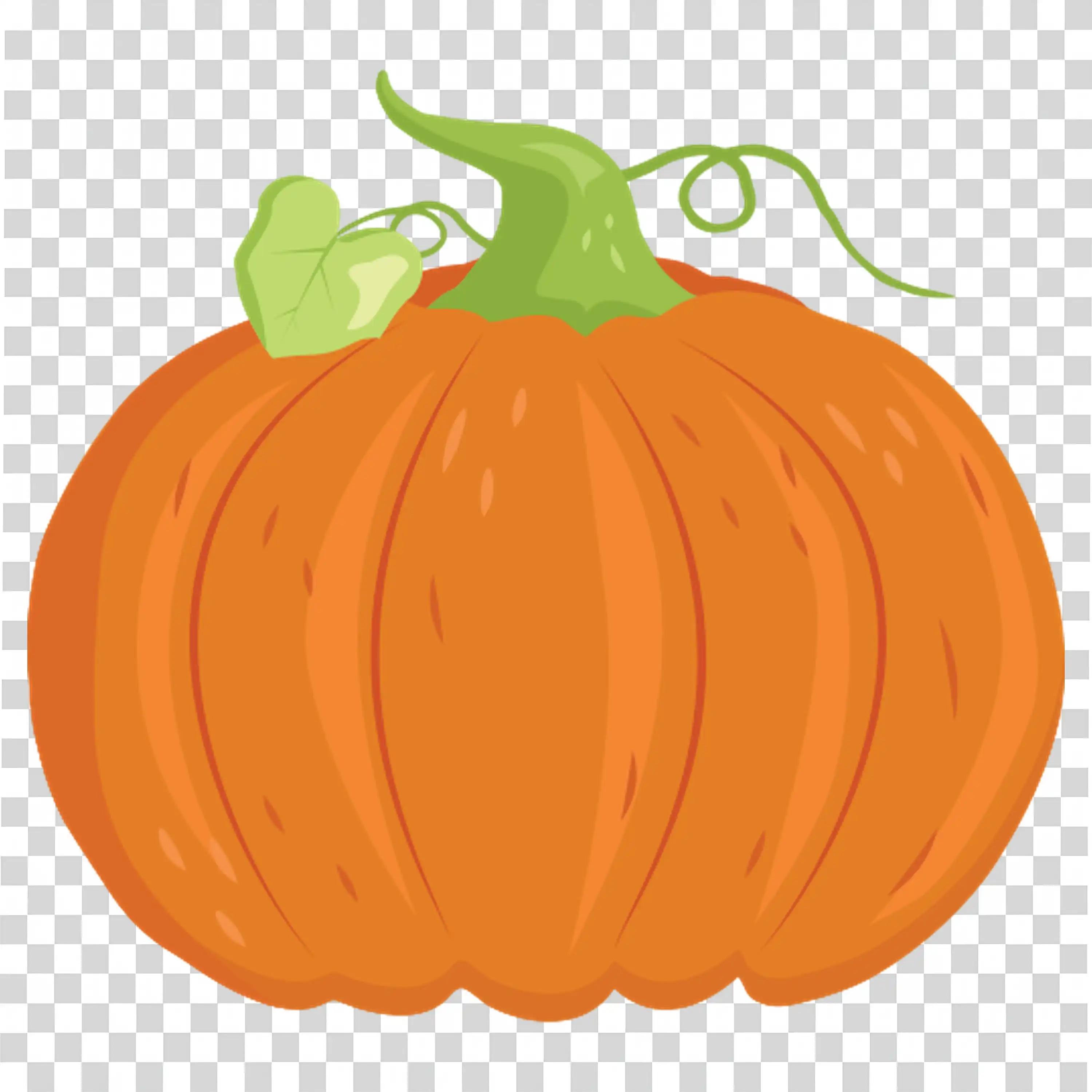 Round Pumpkin with a Cute Face and Halloween Elements