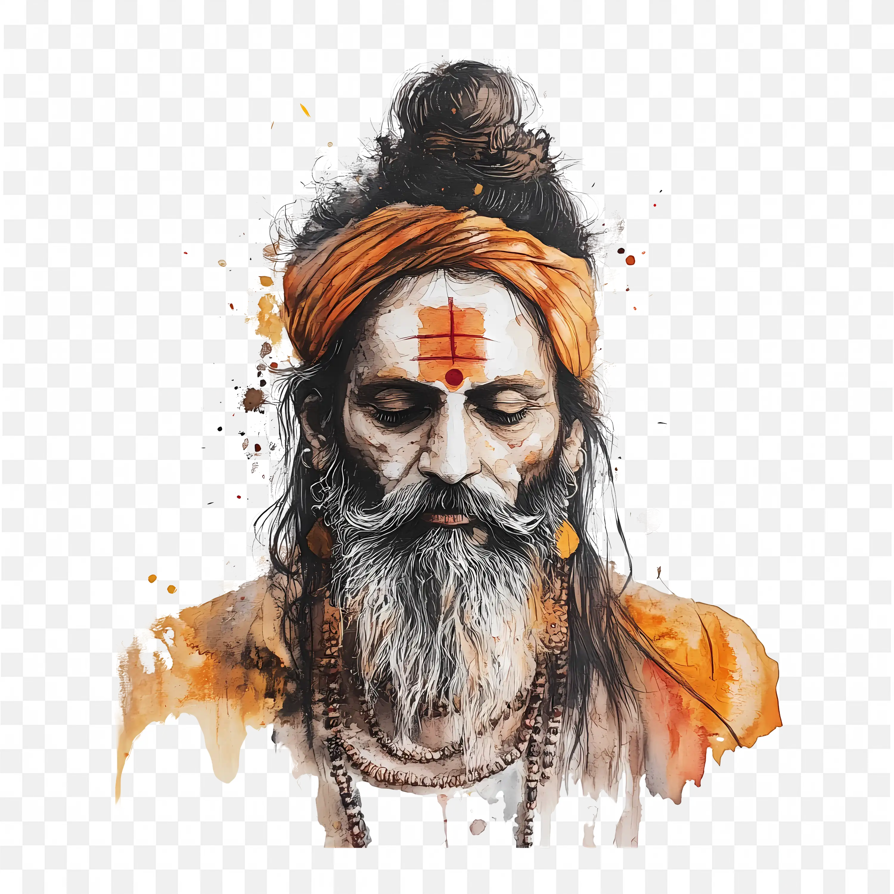 Sadhu Illustration Spiritual Monk Art in Hindu Tradition