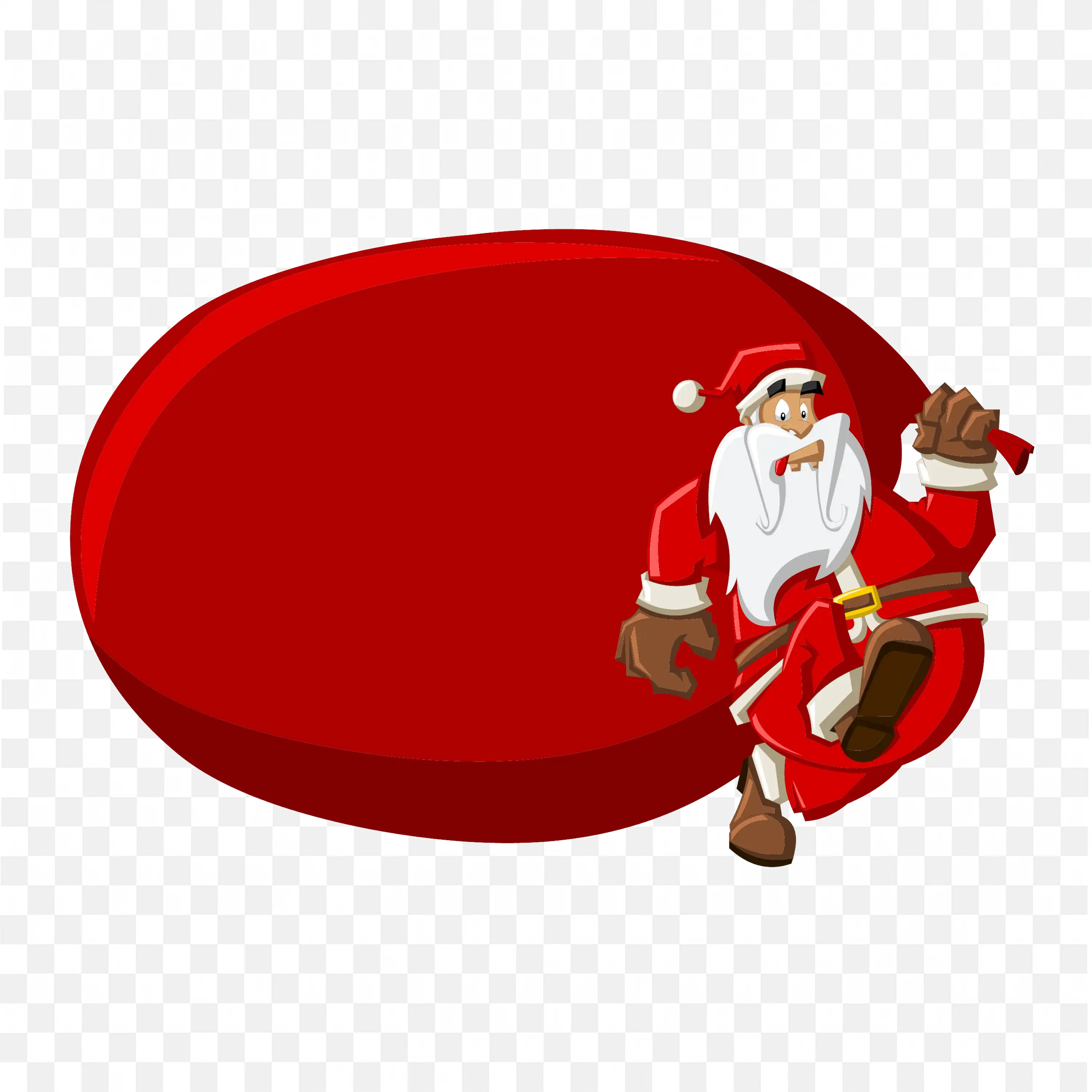 Santa Claus Cartoon Carrying Large Red Sack Illustration