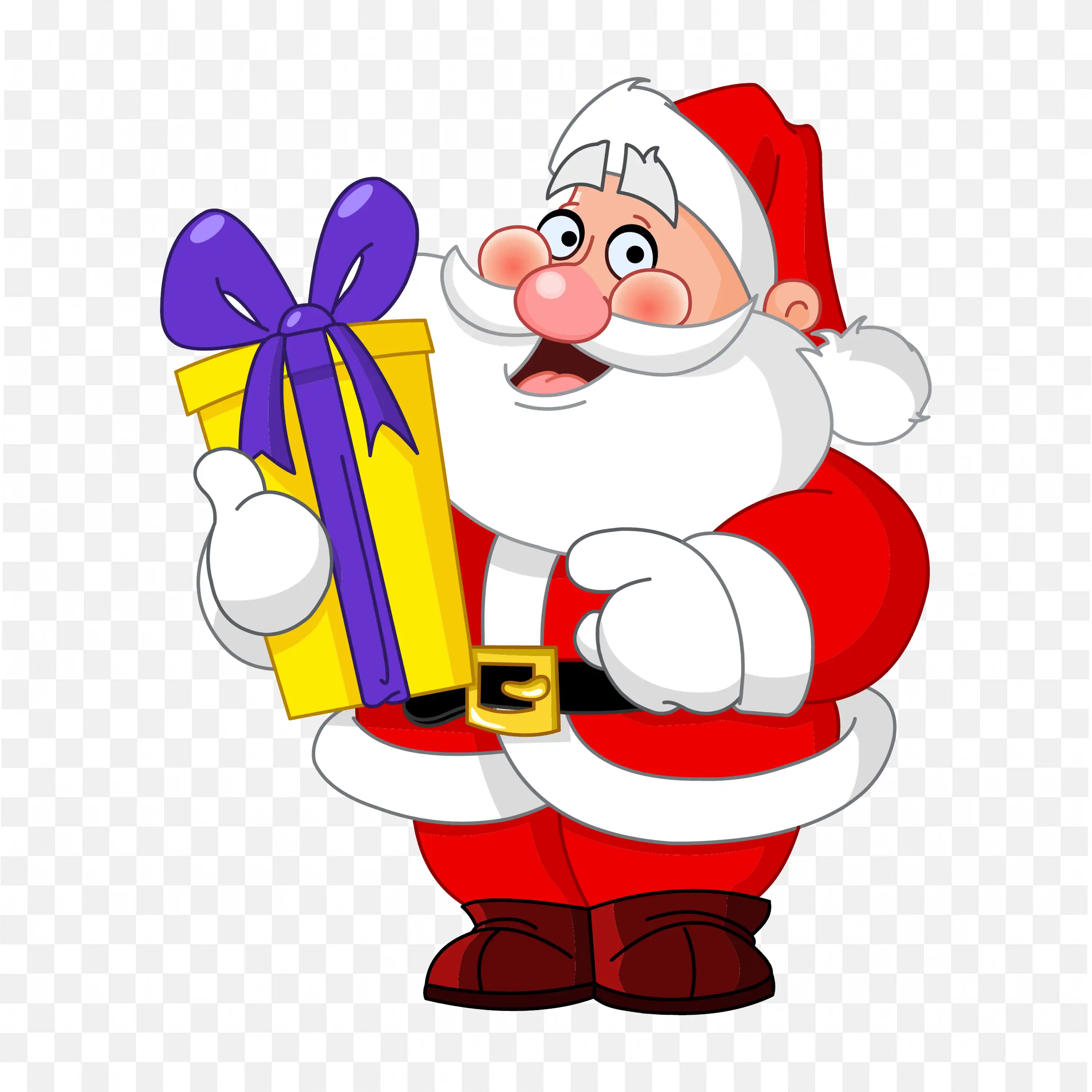 Santa Claus Cartoon Holding Gift Cute Christmas Illustration