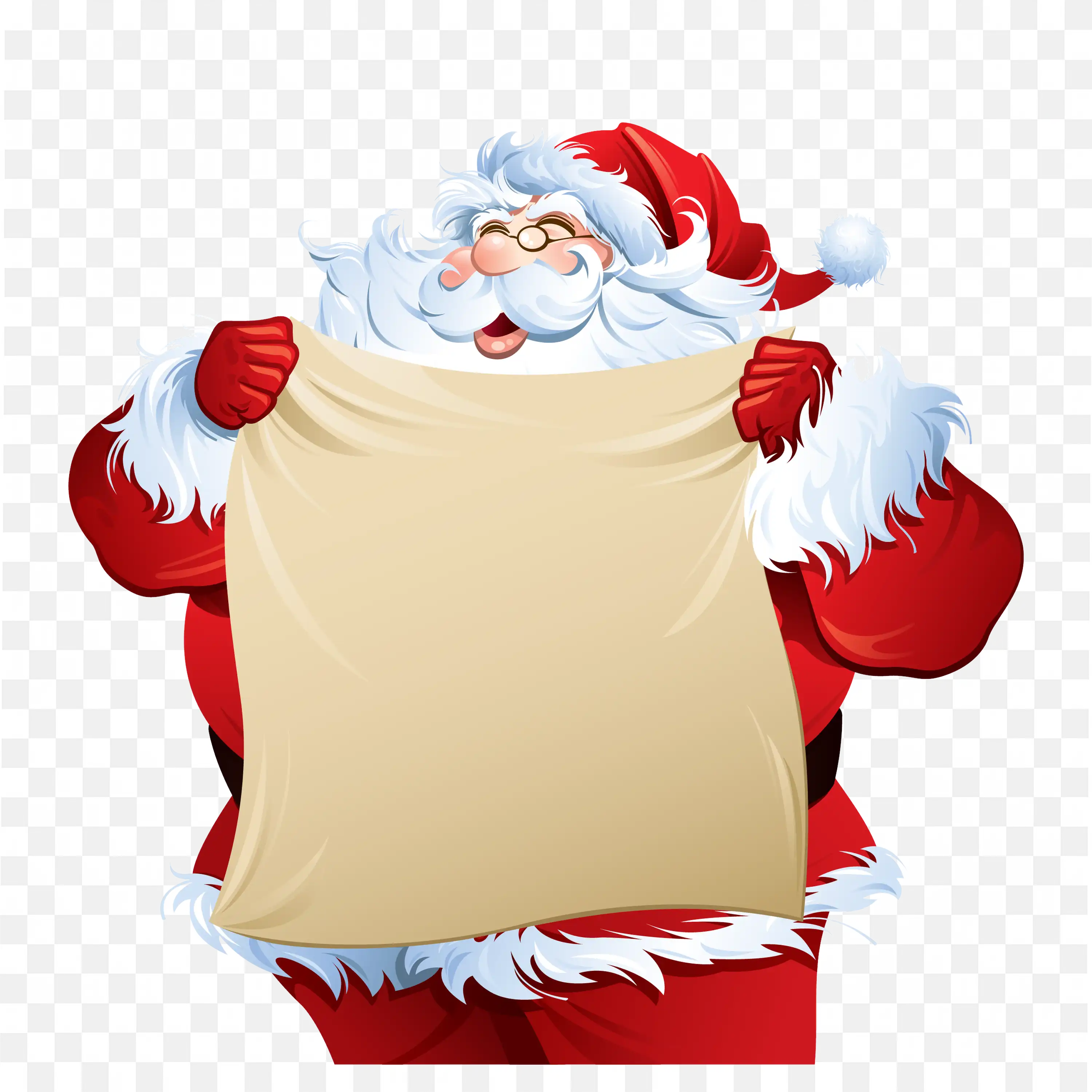 Santa Claus Holding Blank Scroll Christmas Illustration