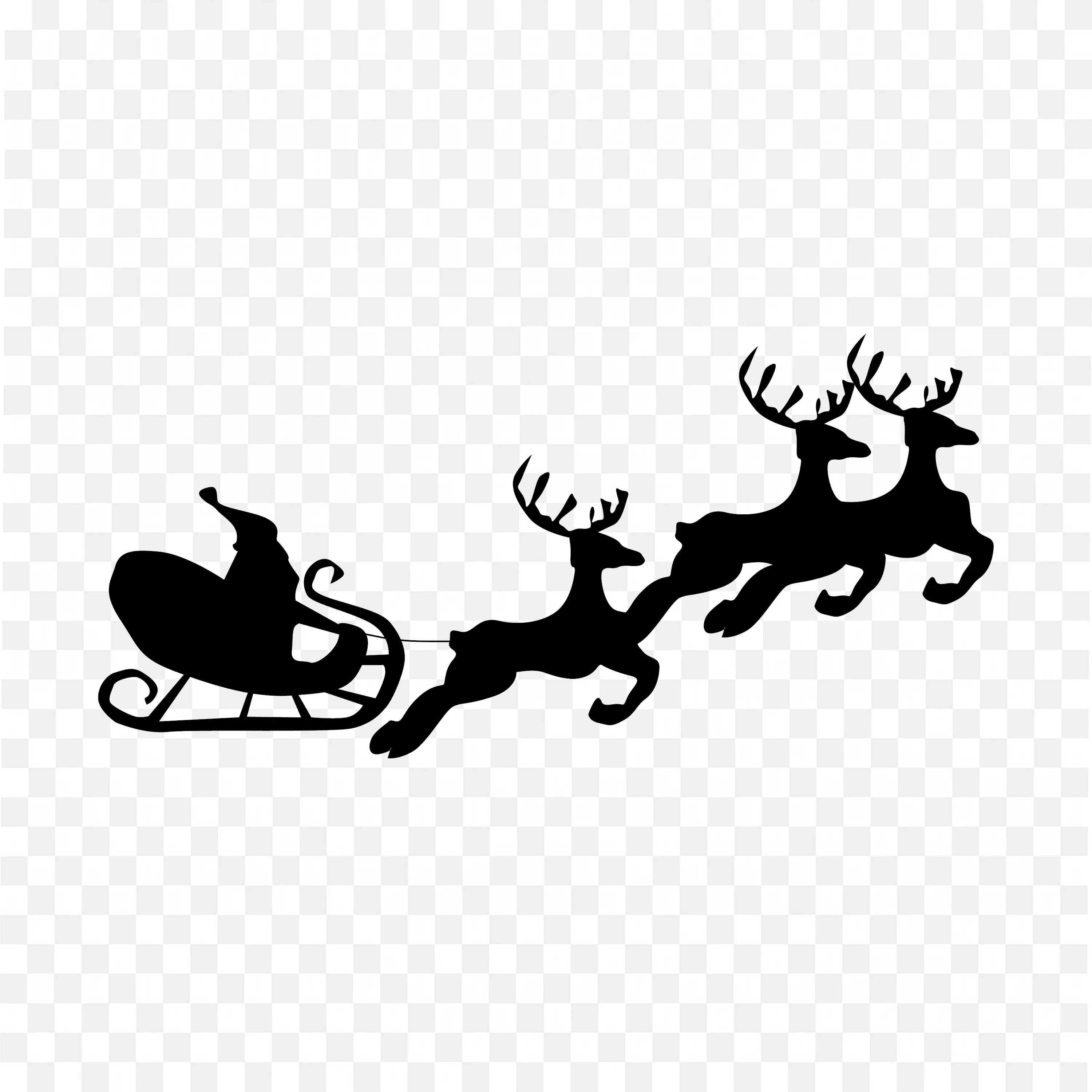 Santa Claus in Sleigh with Reindeer Night Stock Illustration