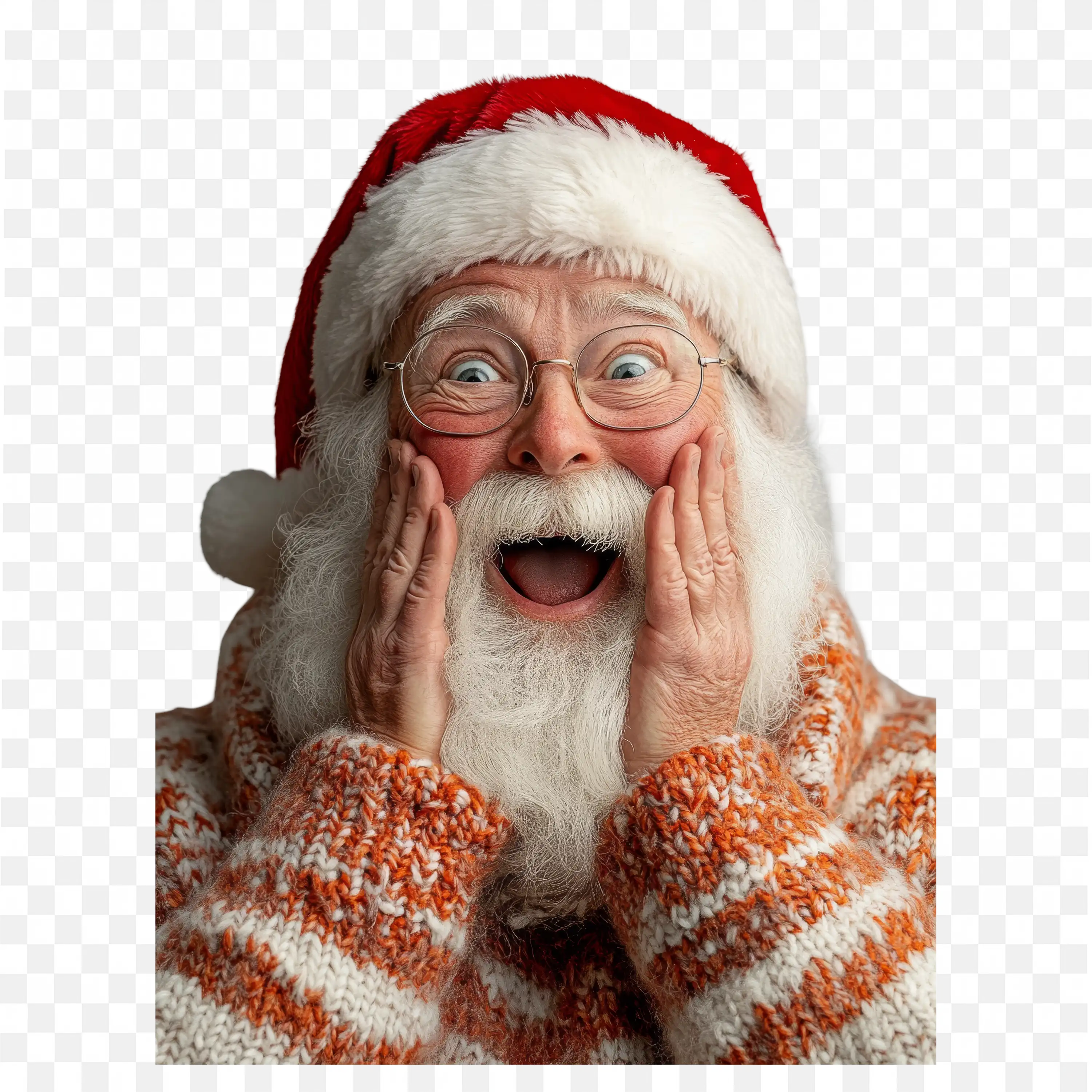 Santa Laughing Joyfully in Red Suit Holiday Cheer Image