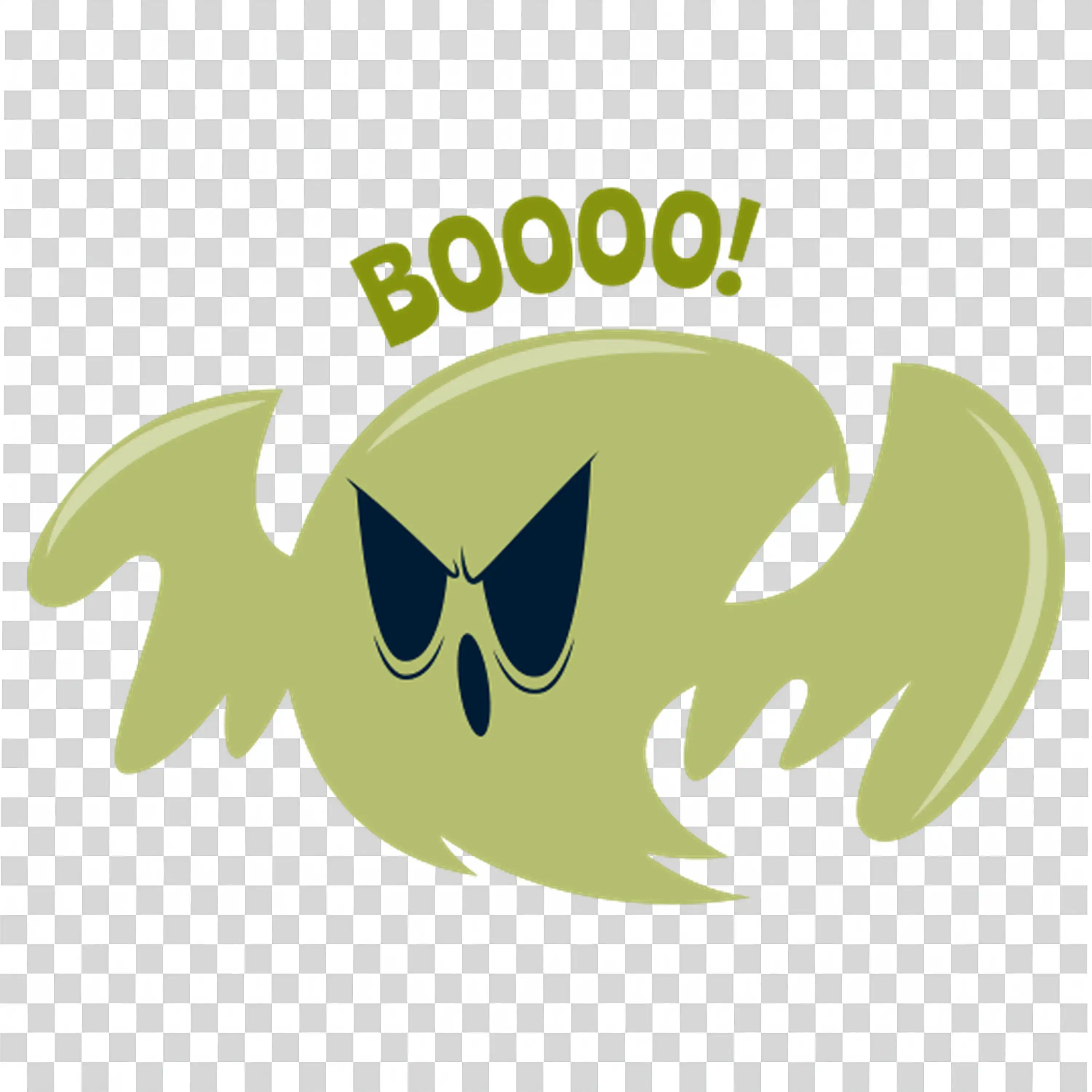 Scary Green Ghost with Boo Expression for Halloween