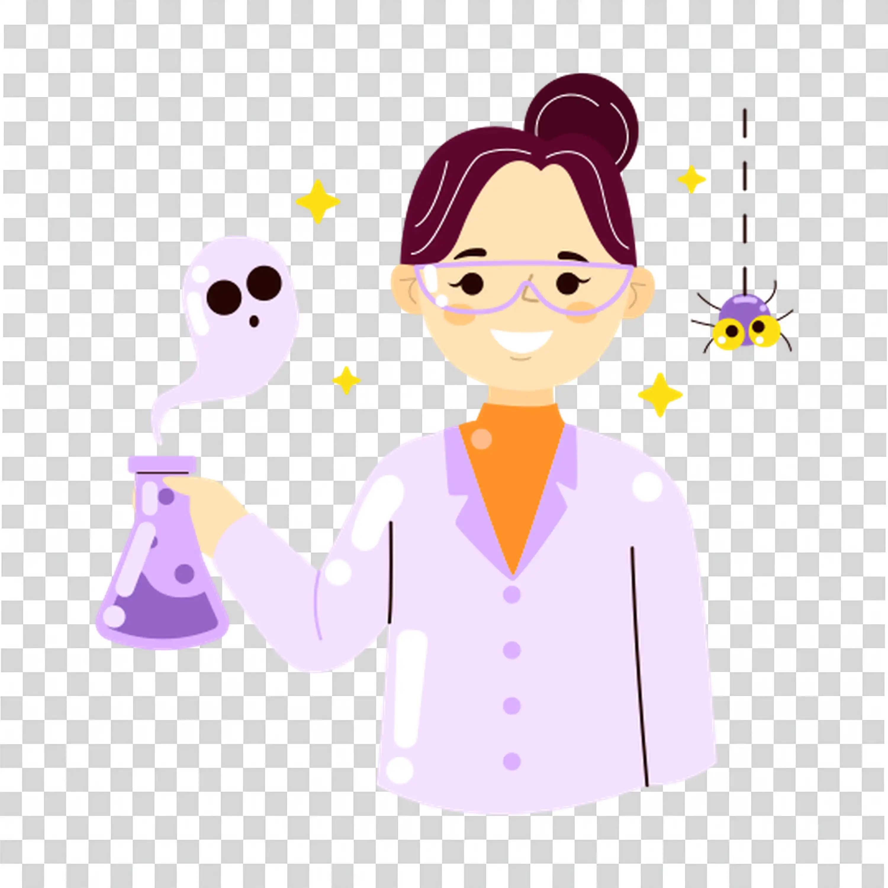 Scientist Woman with a Test Tube and Halloween Lab Attire