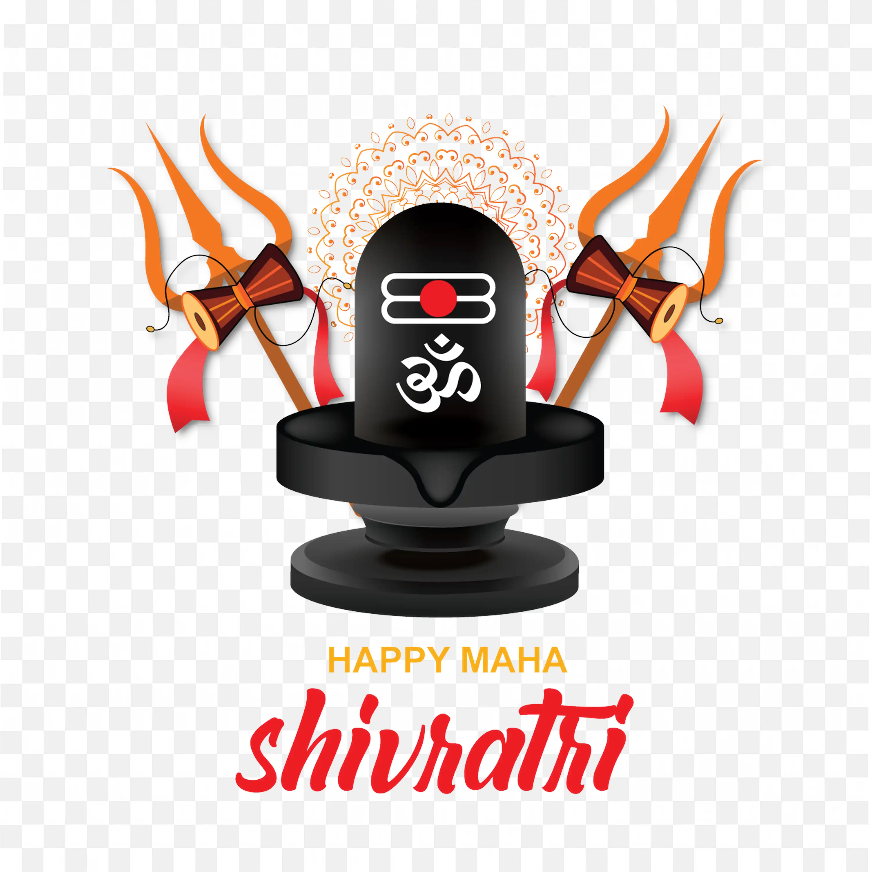Shivling Surrounded by Tridents and Om Symbol for Shivratri