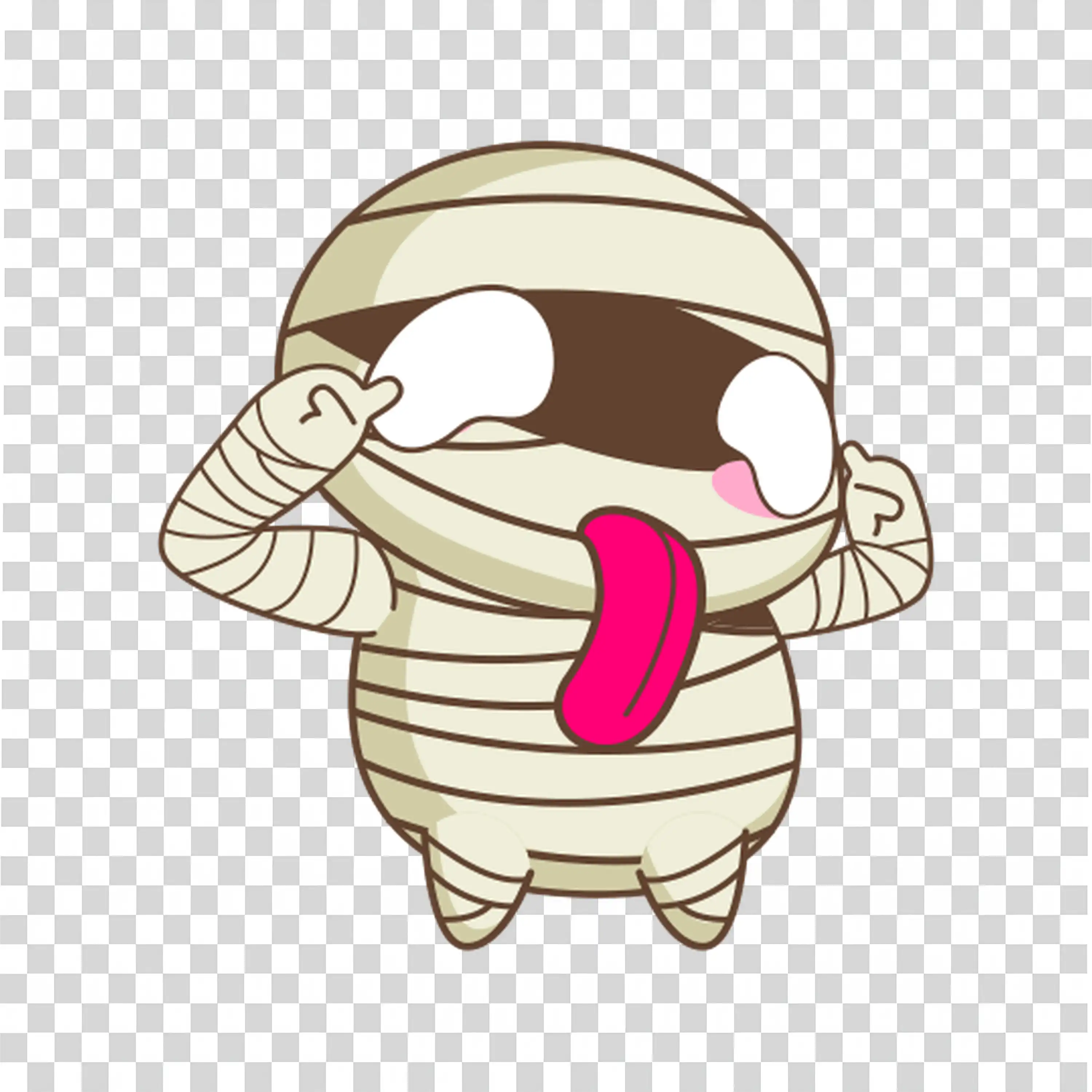 Silly Halloween Mummy with Tongue Out and Wraps PNG