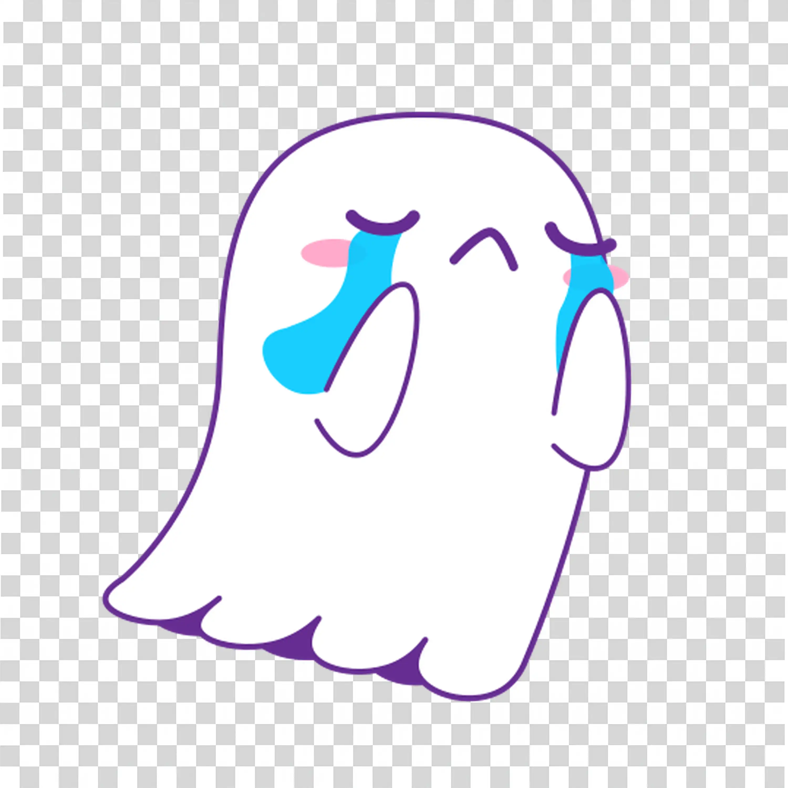 Simple Cute Ghost Floating with Closed Eyes PNG Image