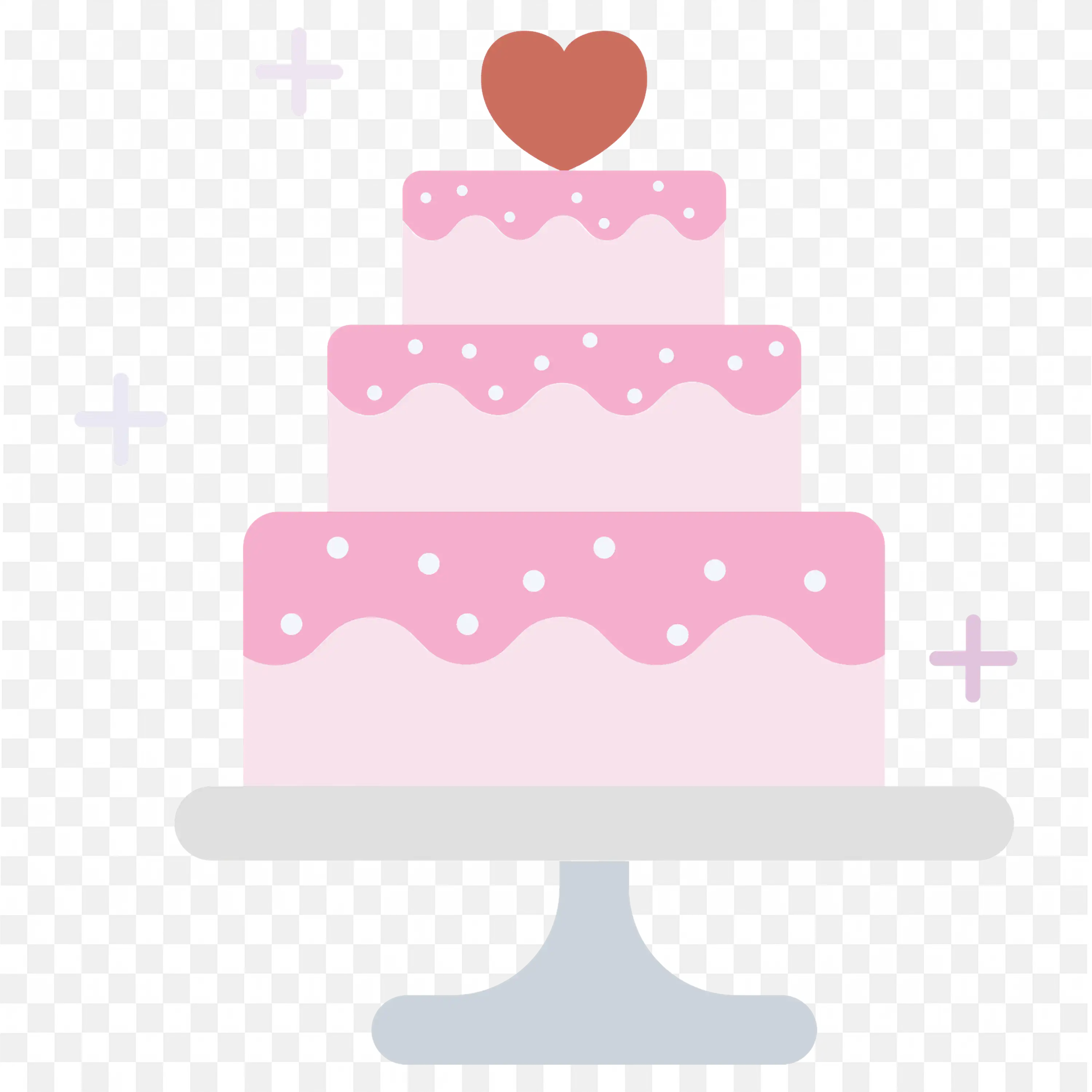 Simple Pink Two Layer Wedding Cake with Heart Topper Clip