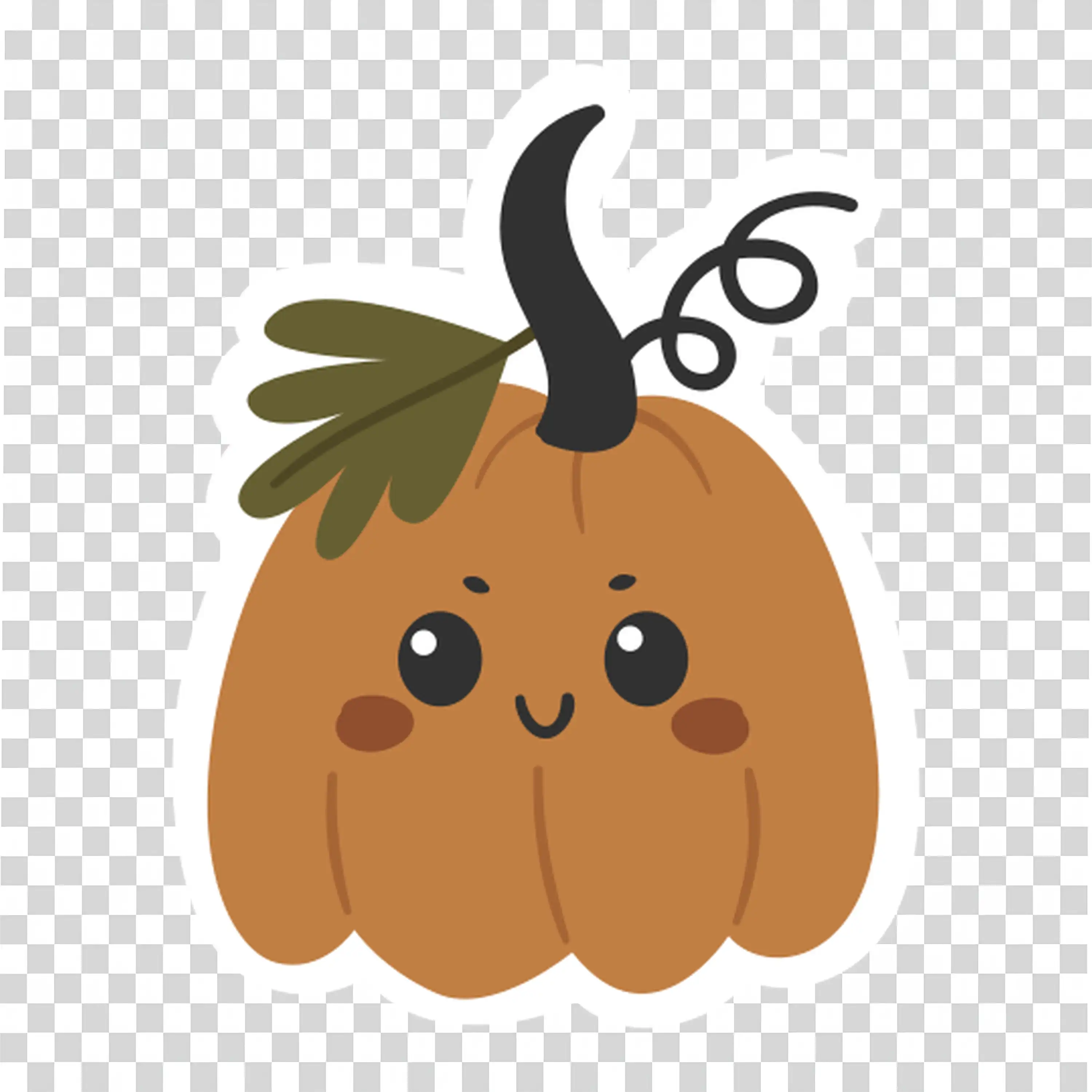 Simple Pumpkin Design with Green Leaves for Halloween