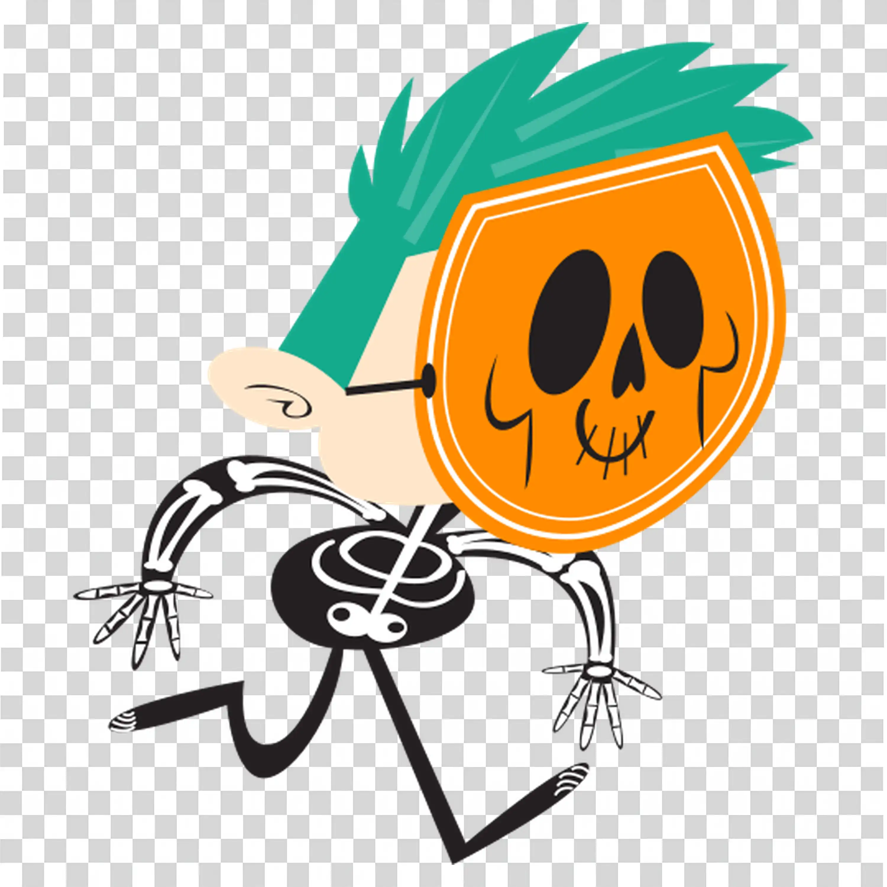 Skeleton Character with Pumpkin for Halloween Trick-Or-Treat