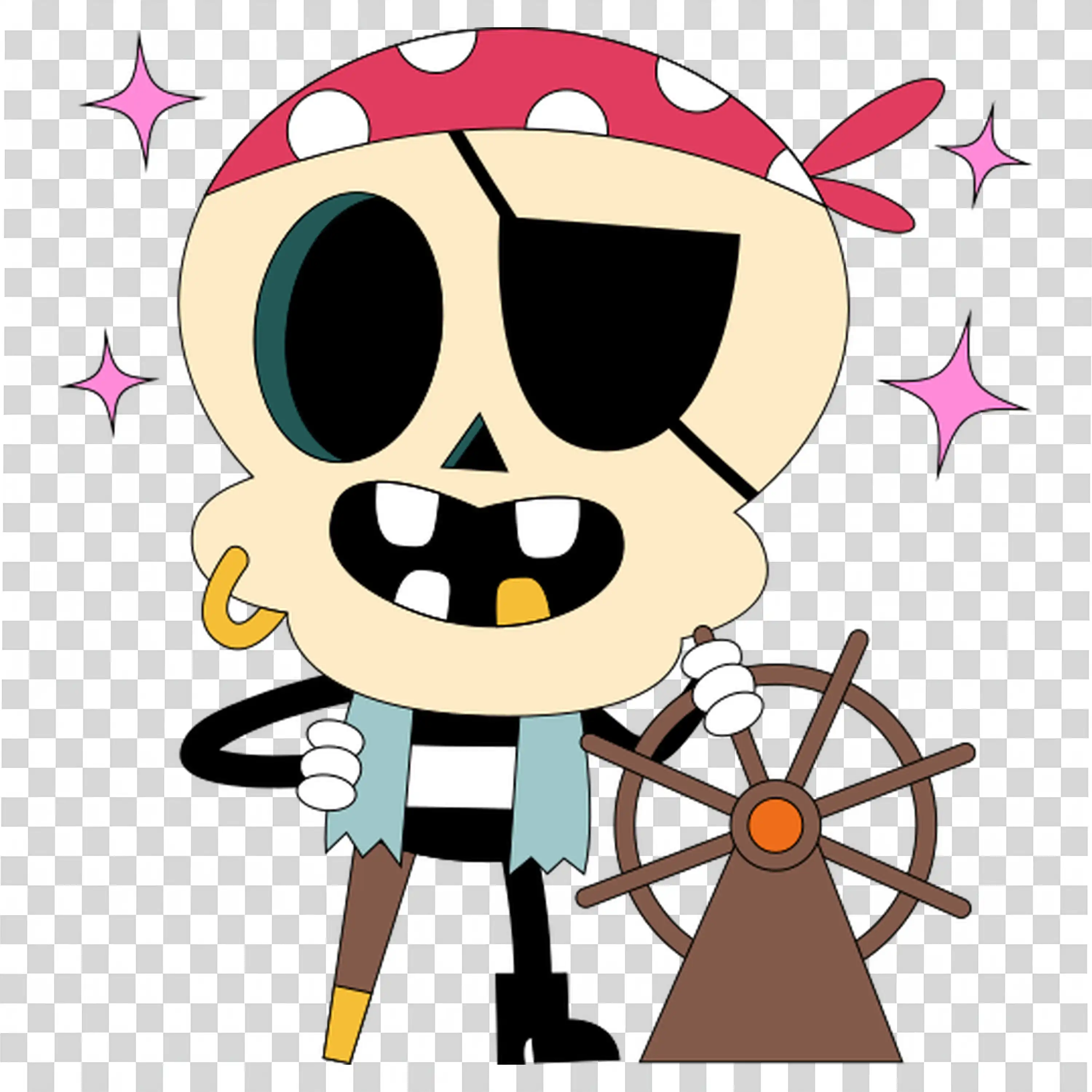 Skeleton Pirate with Eye Patch and Halloween Mood PNG