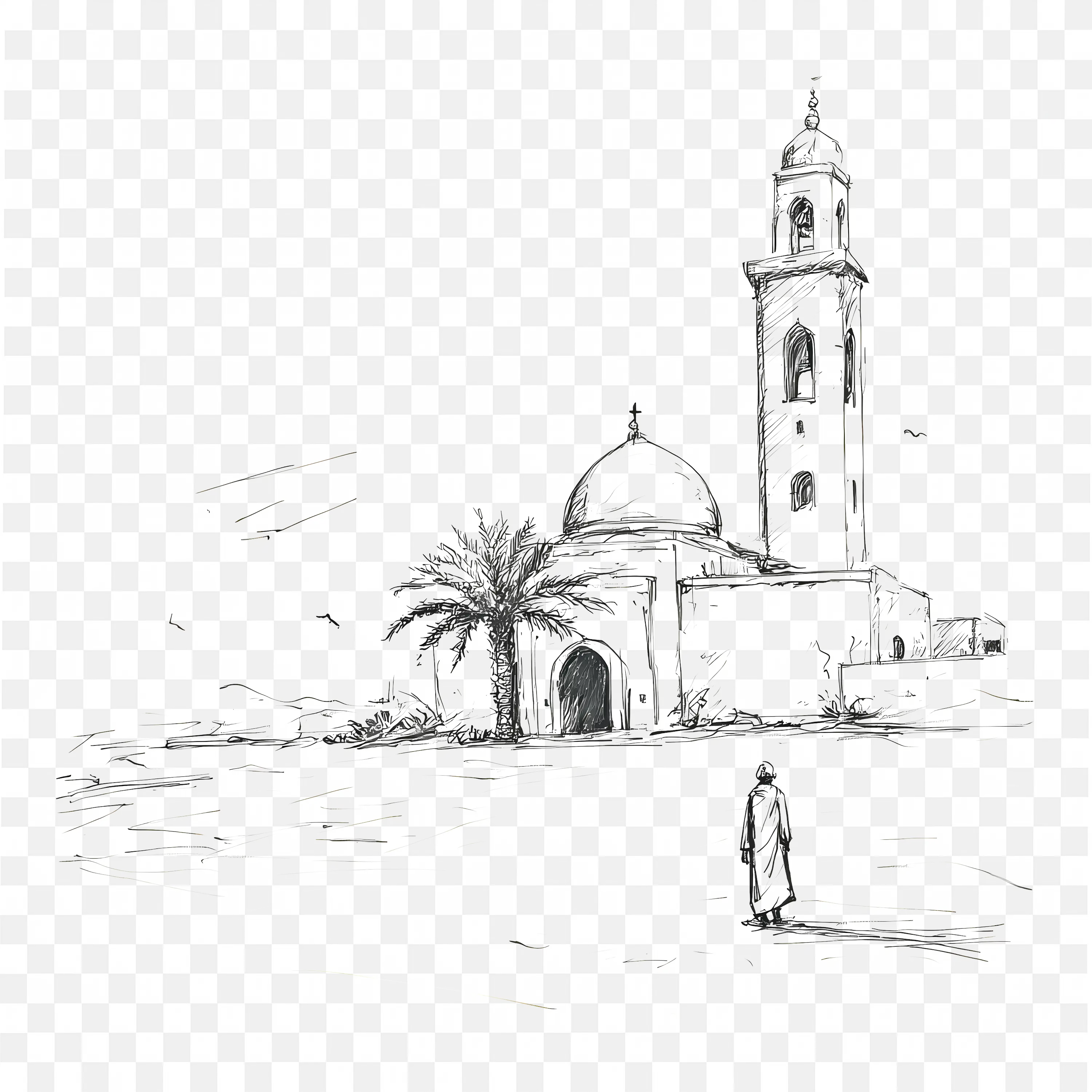 Sketch Mosque PNG Images Free Download Hand Drawn Mosque Artwork