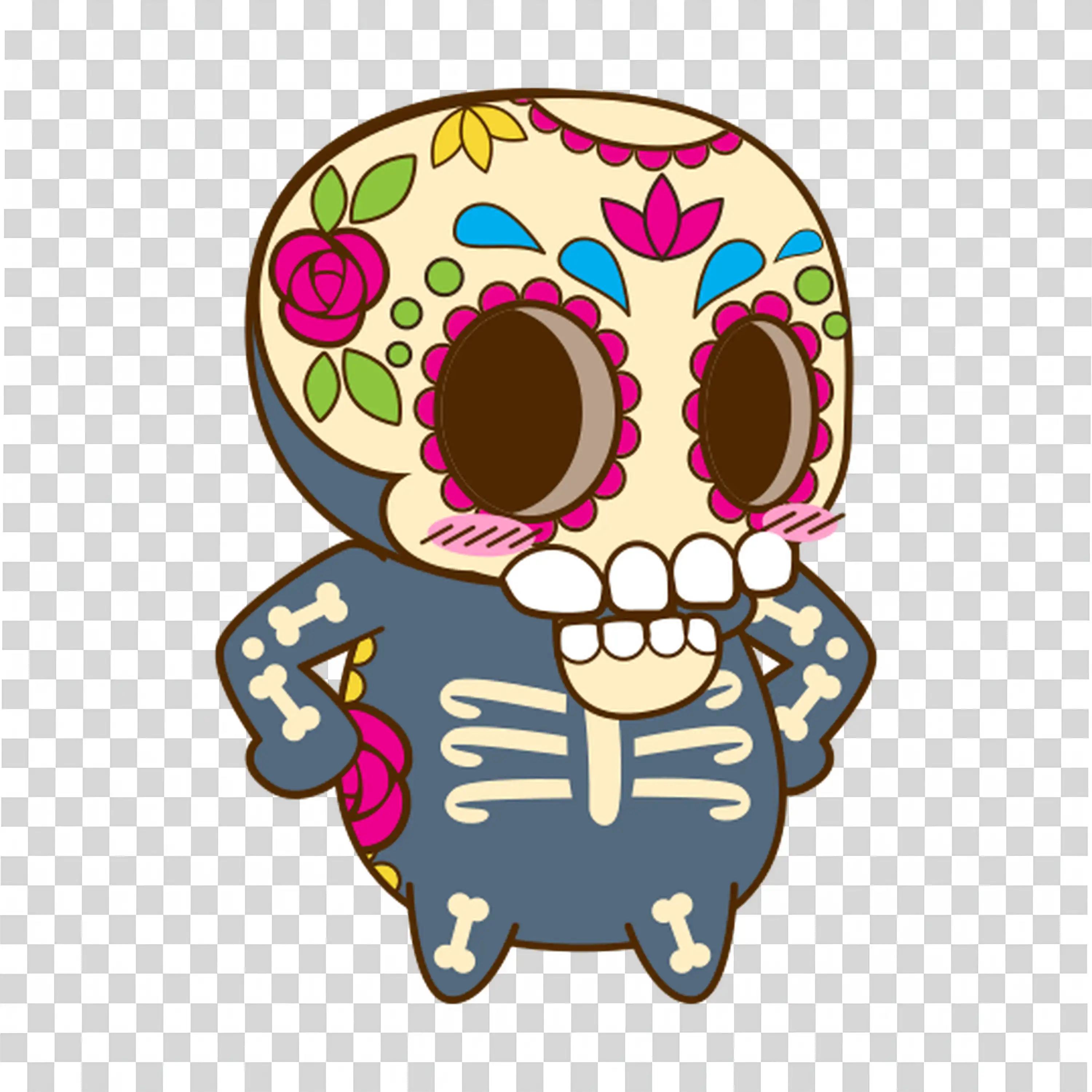 Skull and Bones Halloween Theme with Cute Cartoon Style