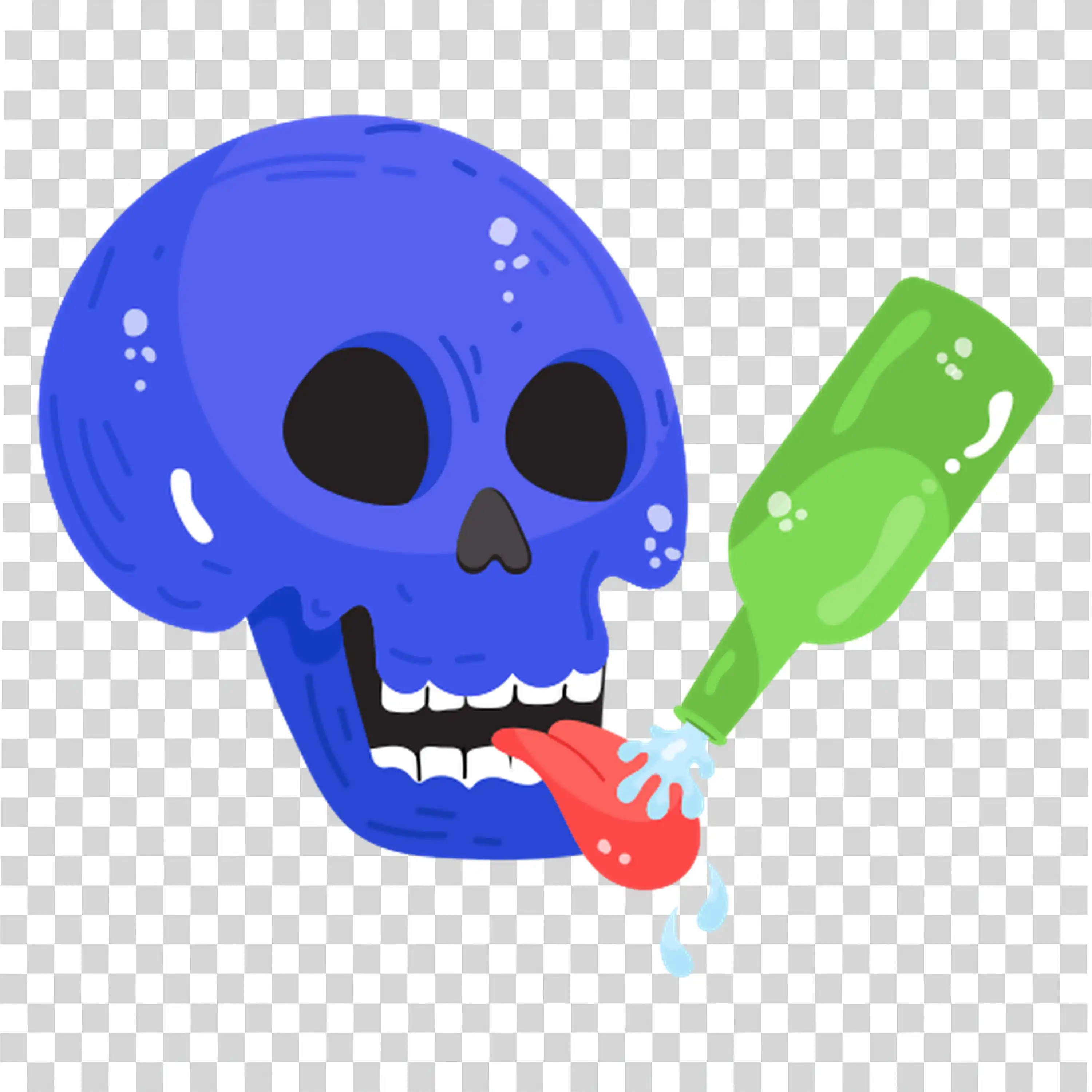 Skull Bottle with a Green Liquid Dripping Out Free PNG
