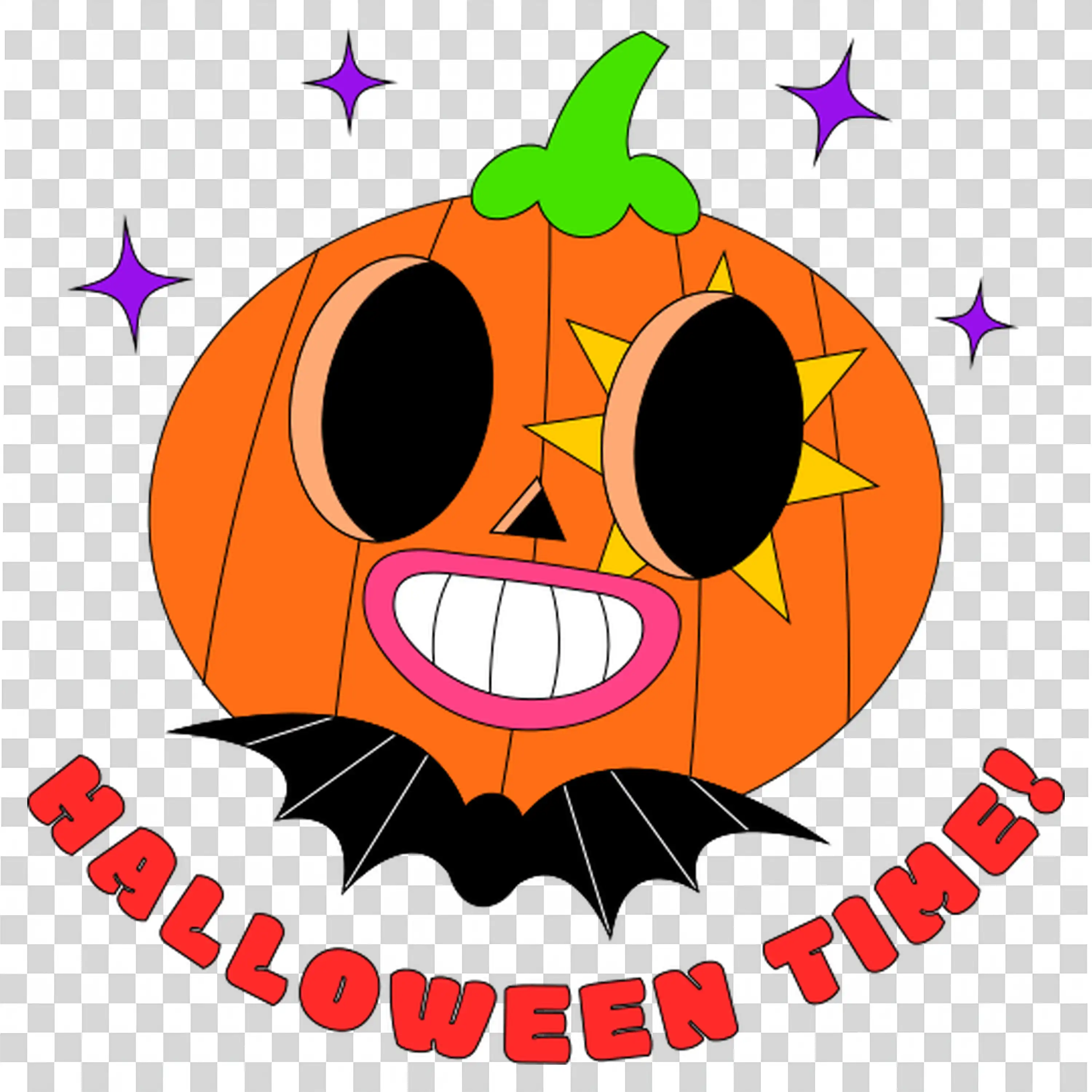 Smiling Pumpkin Face with Halloween Time Message Free PNG