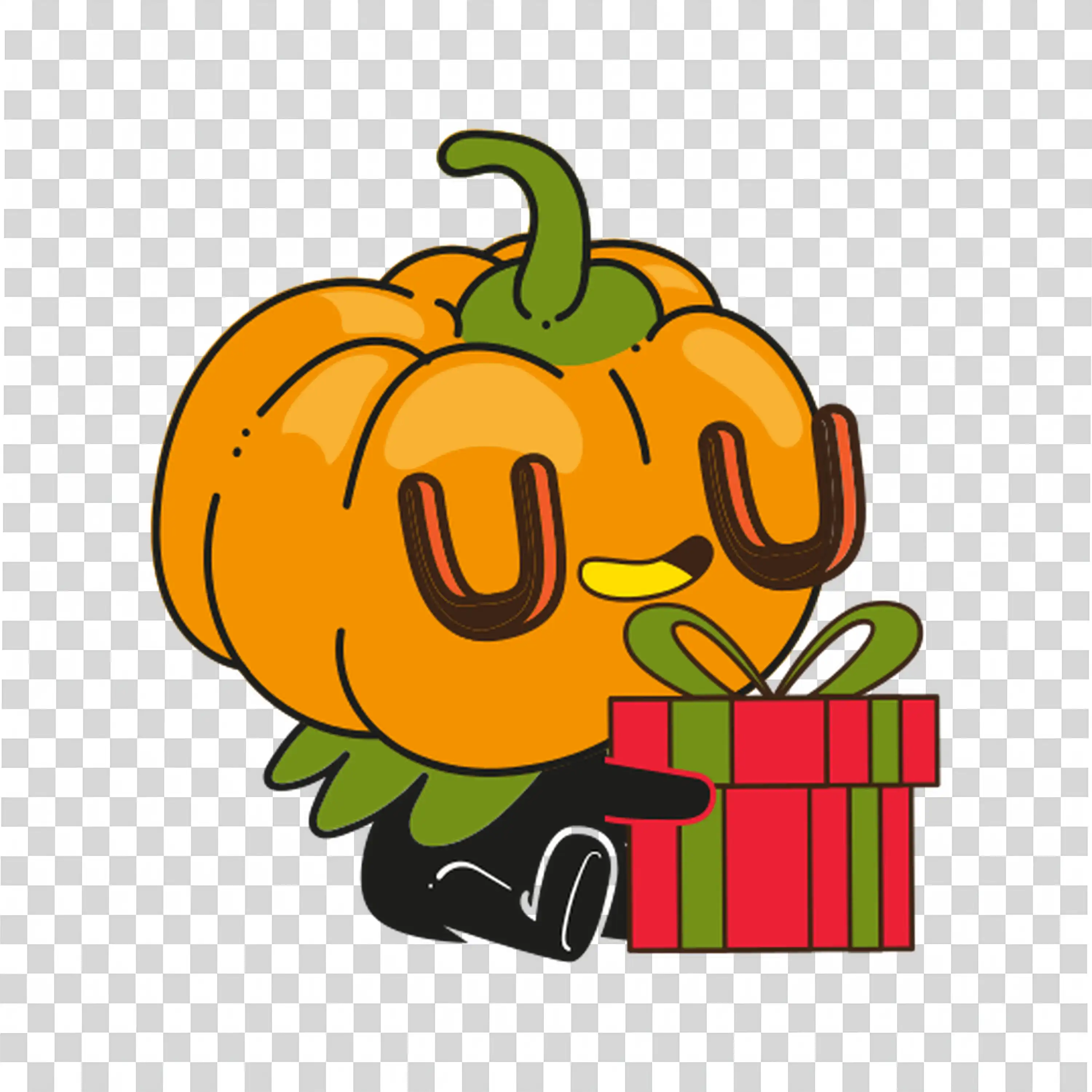 Smiling Pumpkin with Green Leaf for Halloween Season