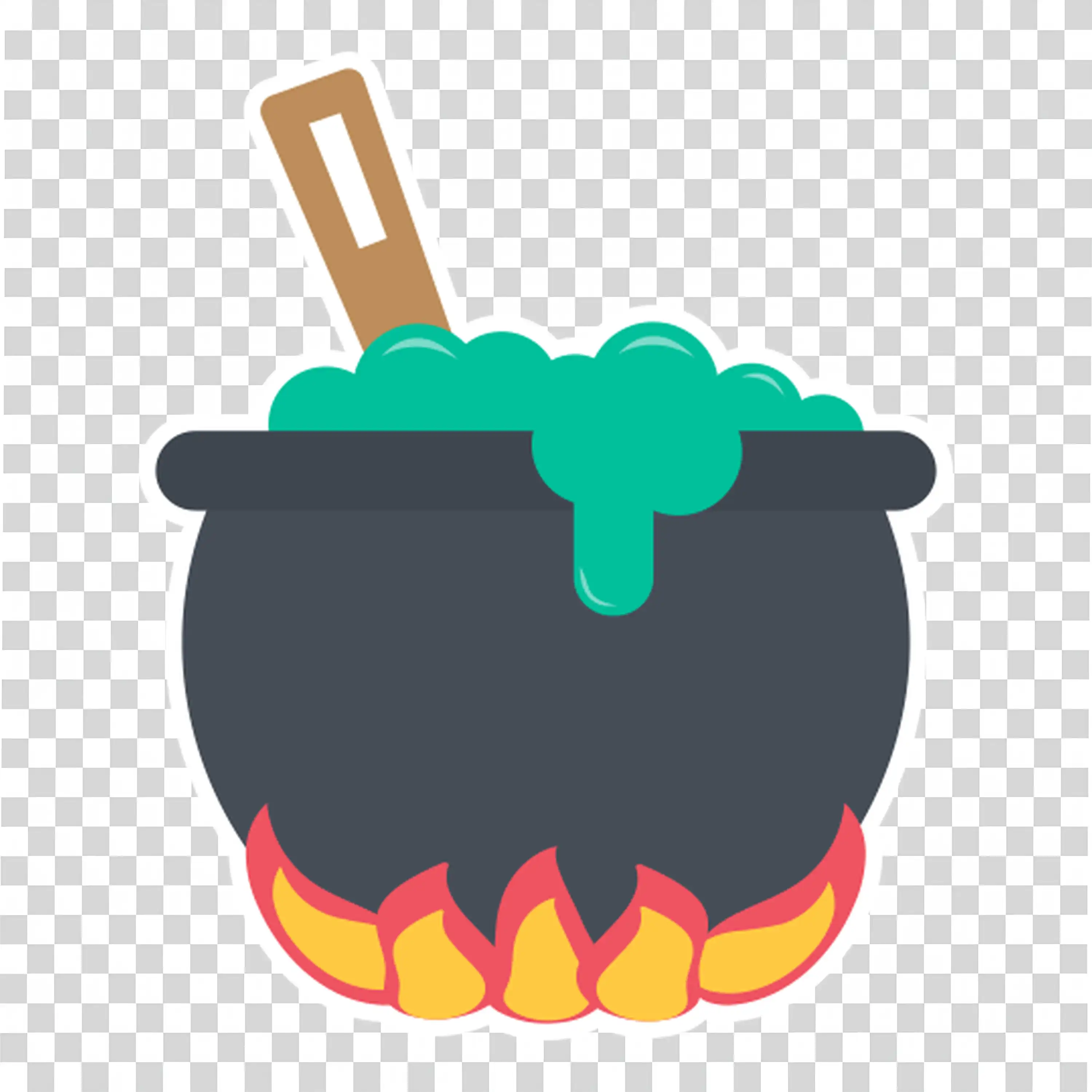 Spooky Cauldron Bubbling with Eerie Green Potion PNG