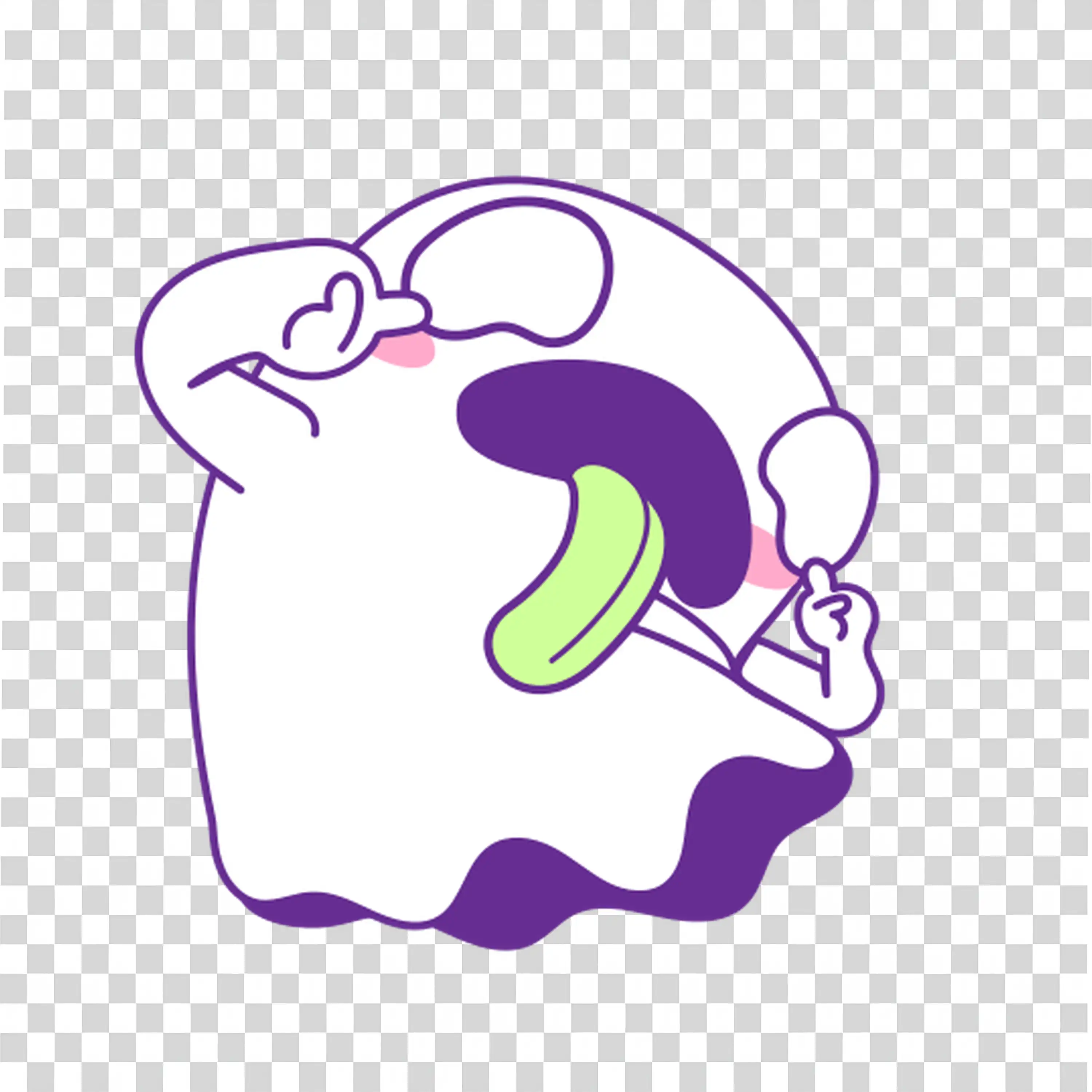 Spooky Ghost Character with Purple Swirl Hat for Halloween