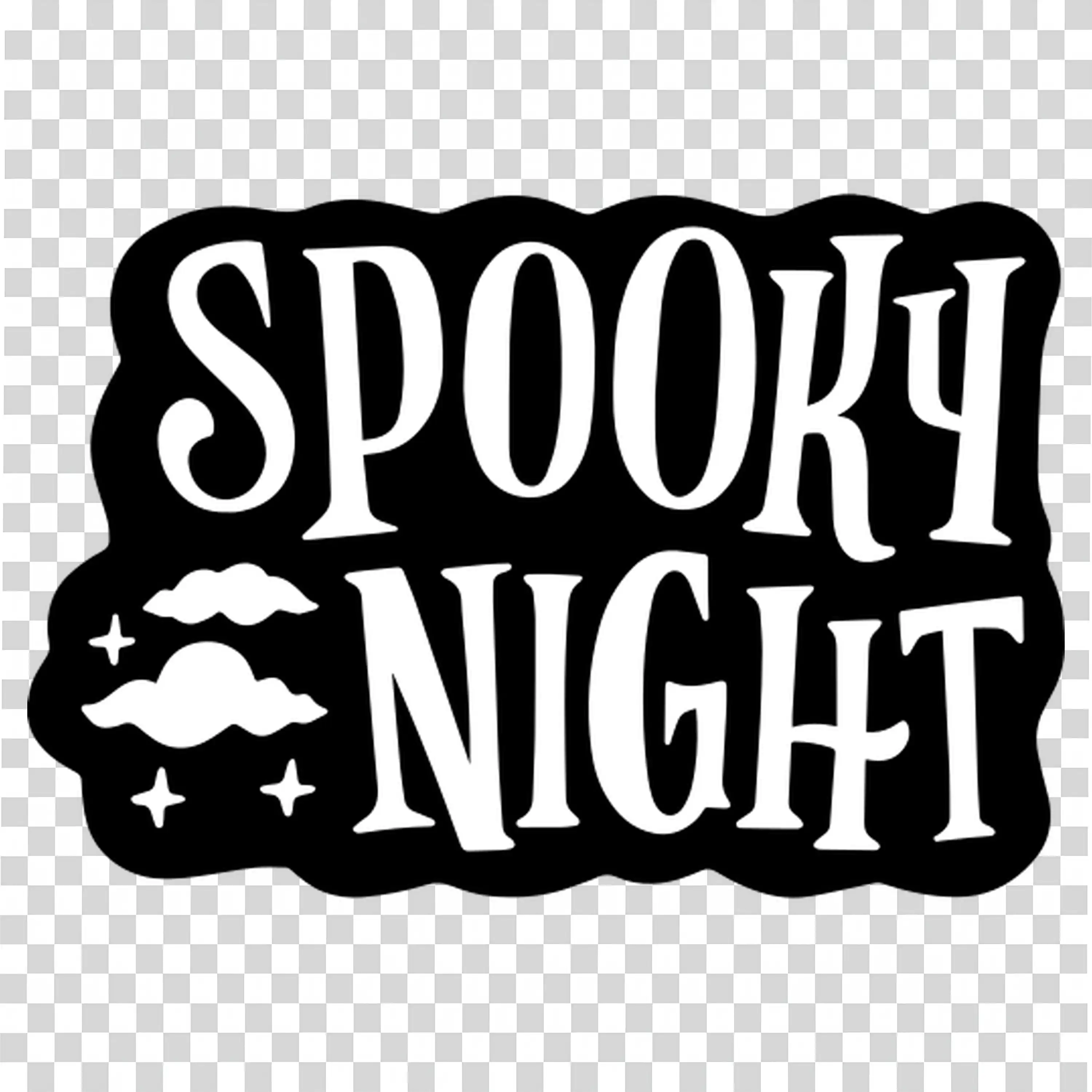 Spooky Night Halloween Sign with Bold White Text PNG