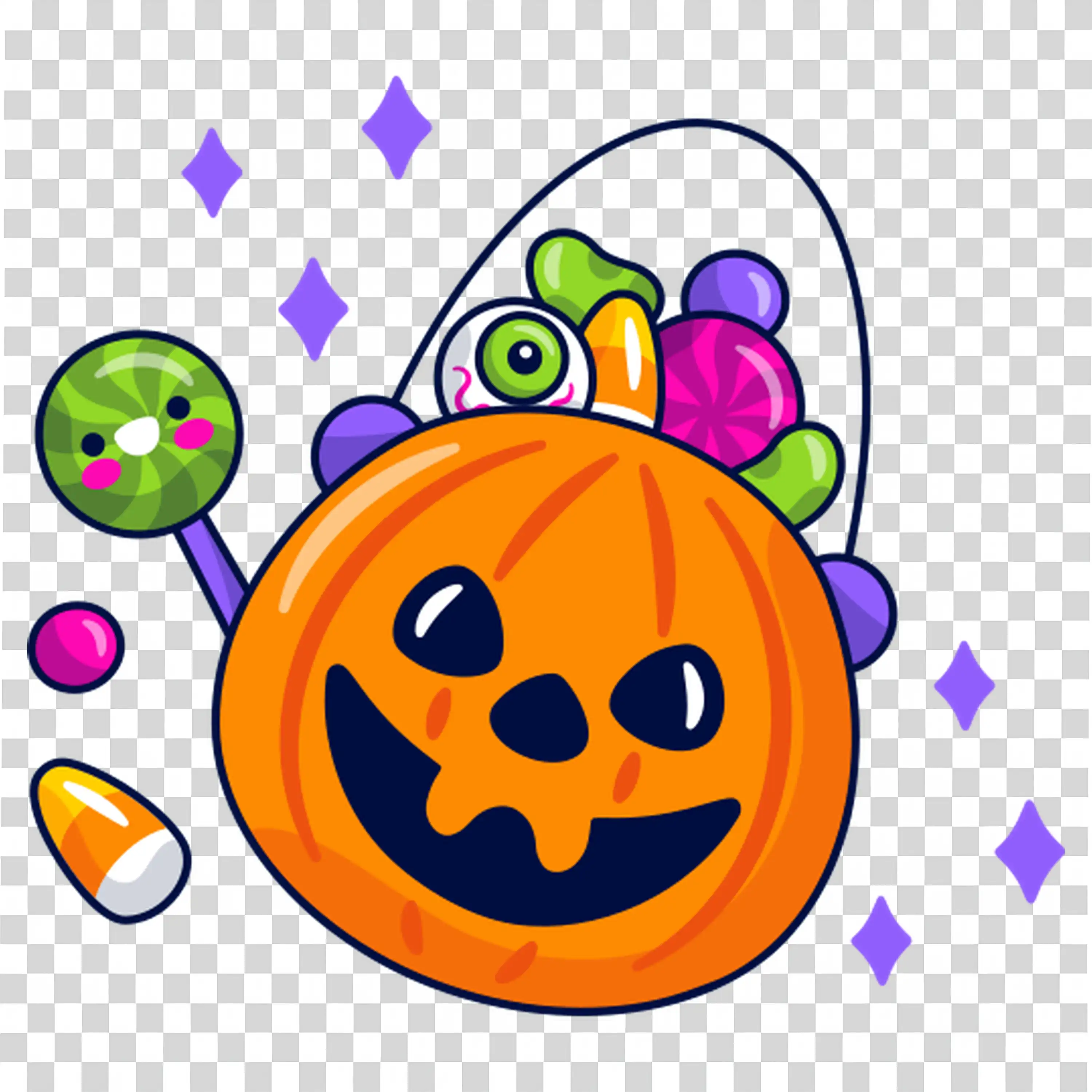 Spooky Pumpkin Basket Filled with Candies for Halloween