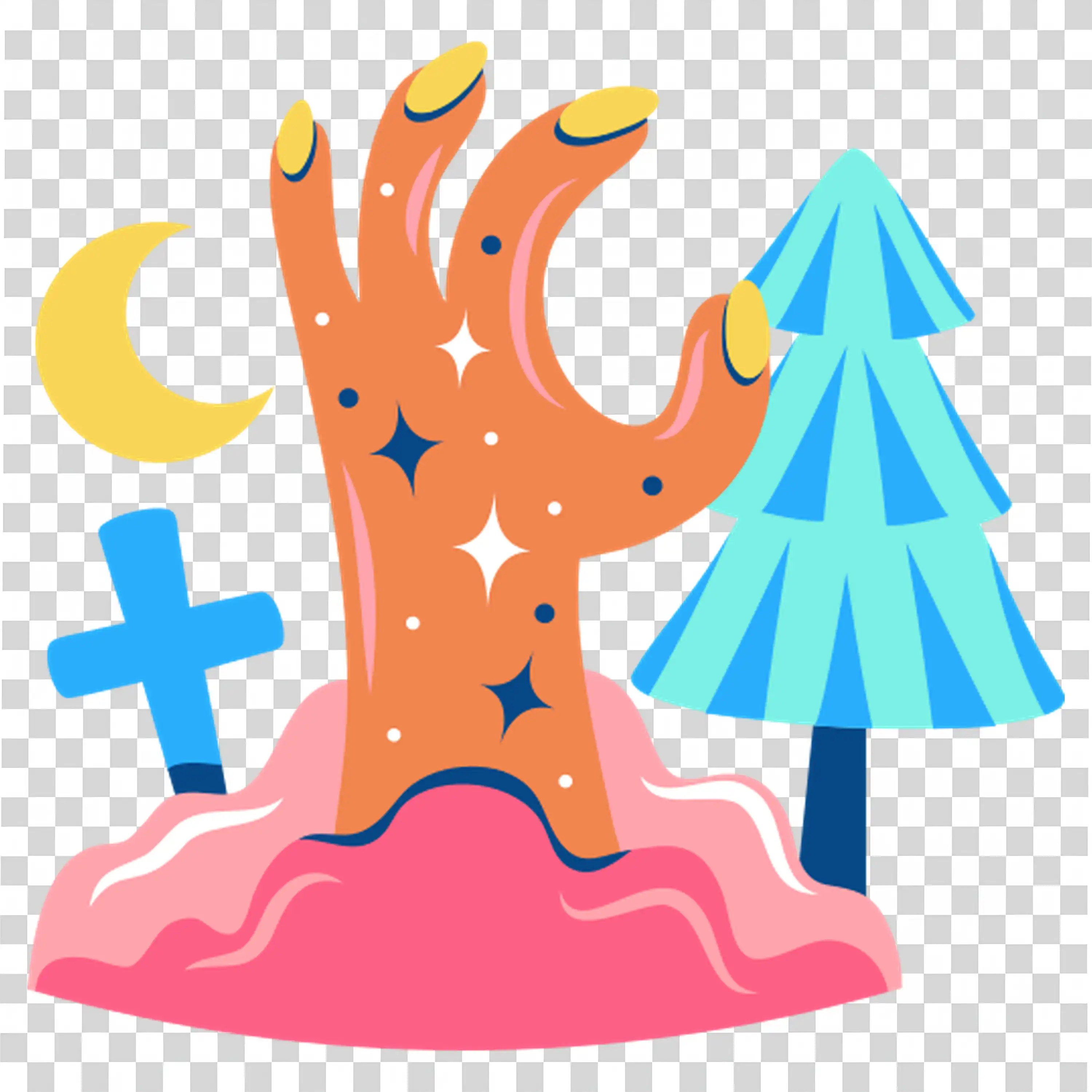 Spooky Tree and Cemetery Scene for Halloween Free PNG Image