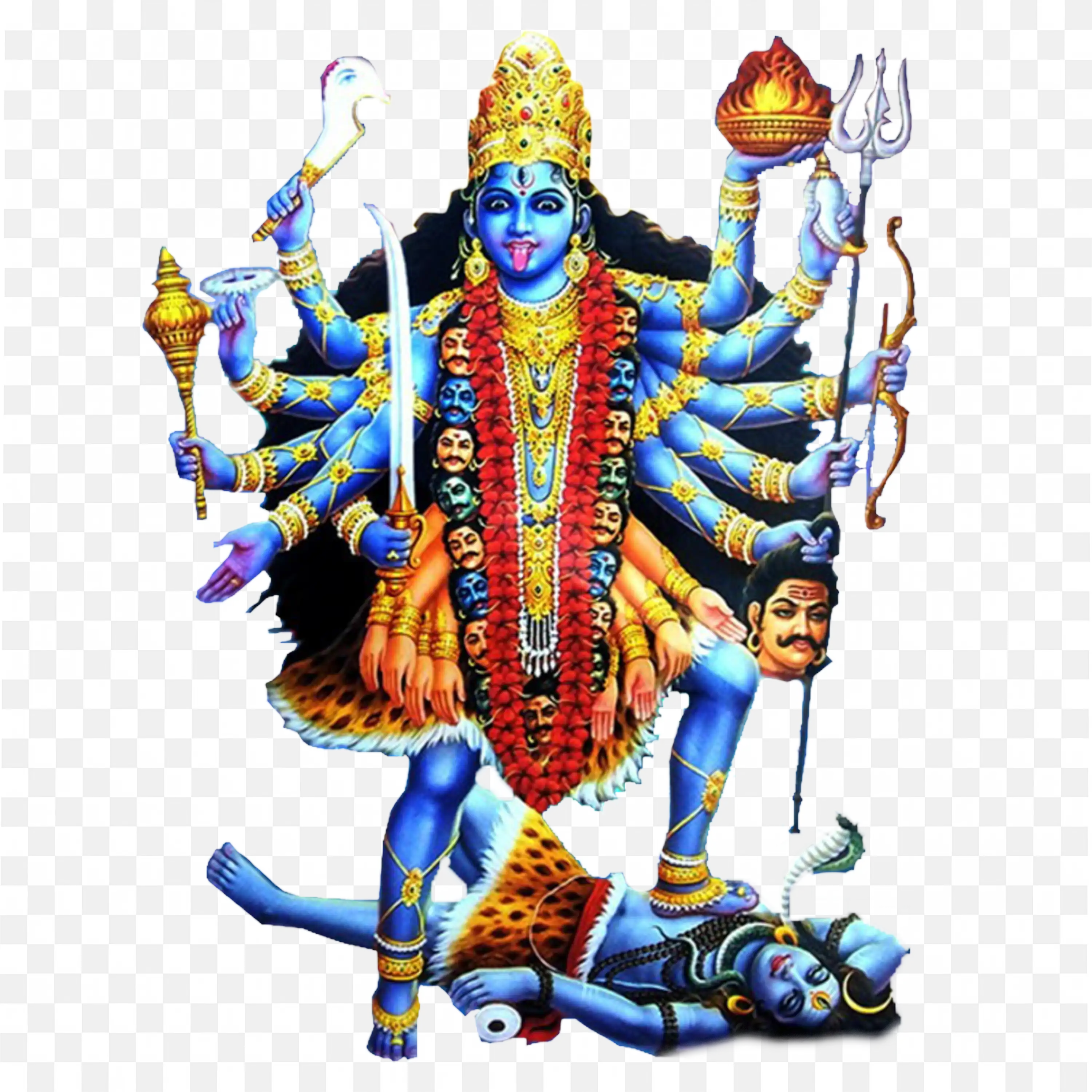 Sree Maha Kal Illustration Powerful Hindu Deity Art PNG