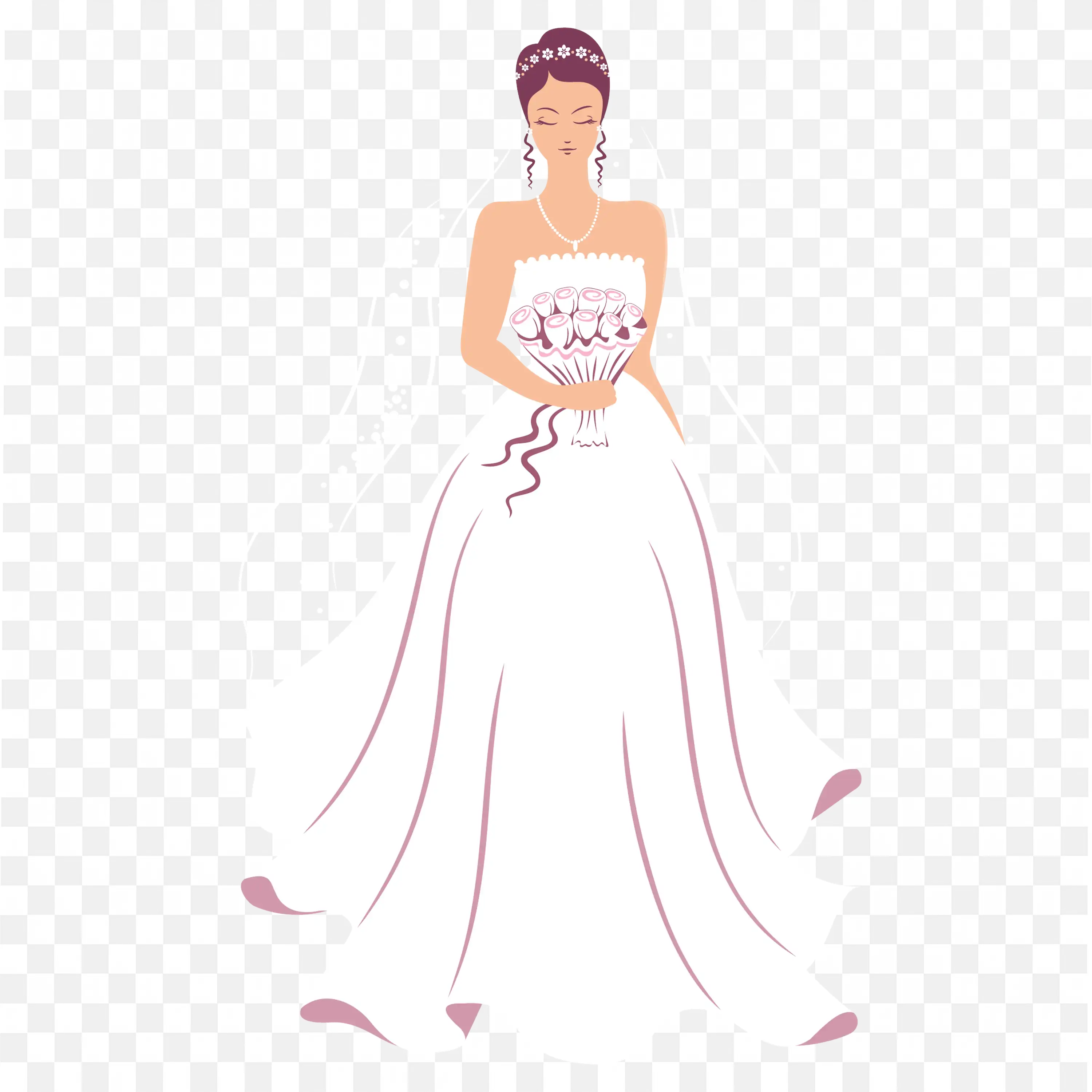 Stylized Bride Clipart White Gown Wedding Dress Art