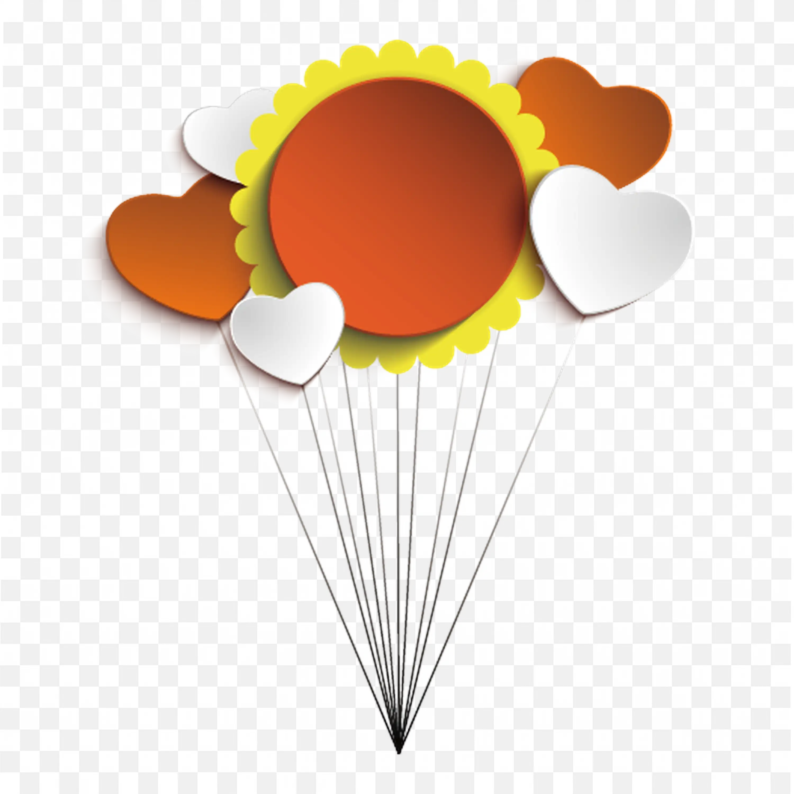 Stylized Sun and Heart Balloons Decorative Celebration Art