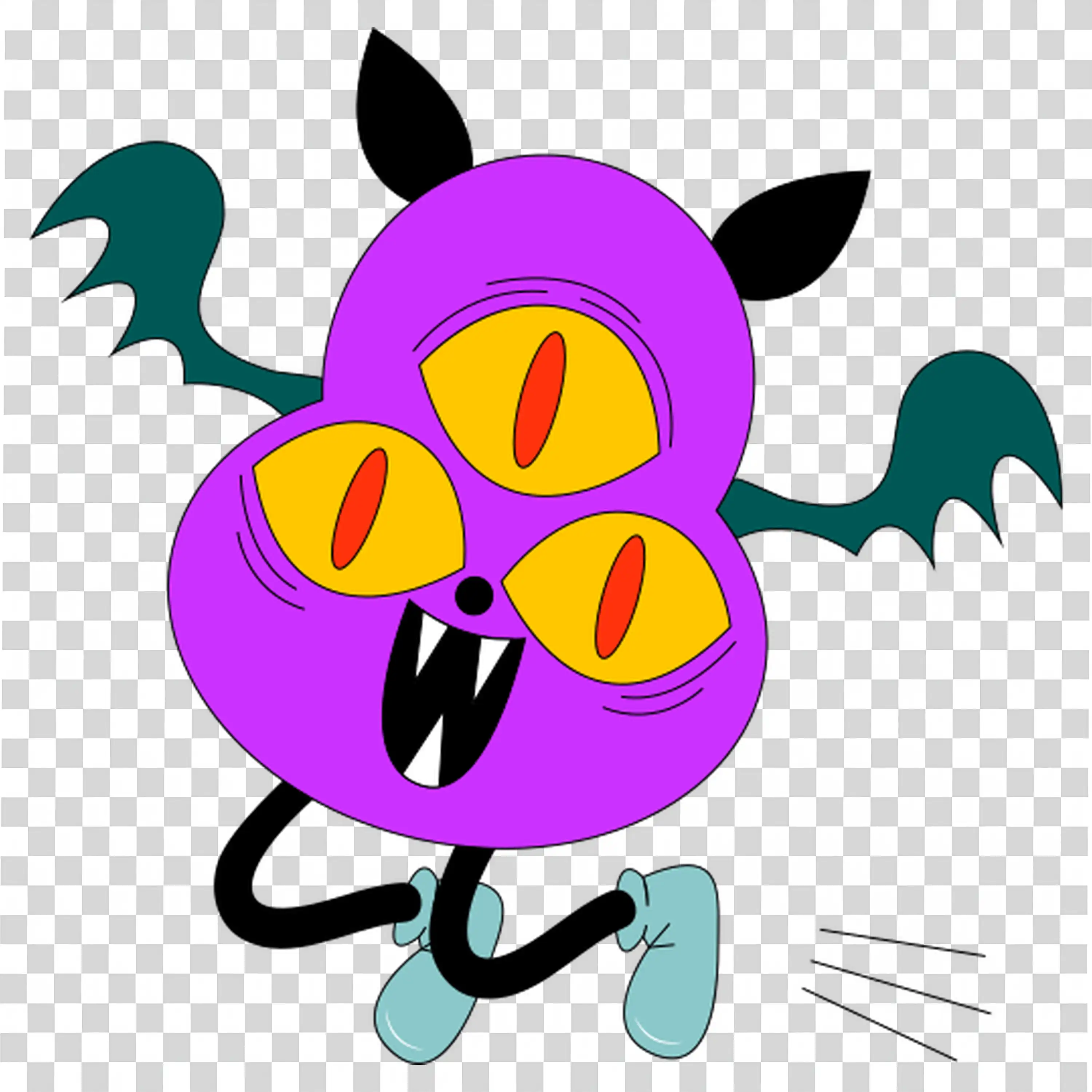 Three Eyed Monster with Wings for Halloween Free PNG