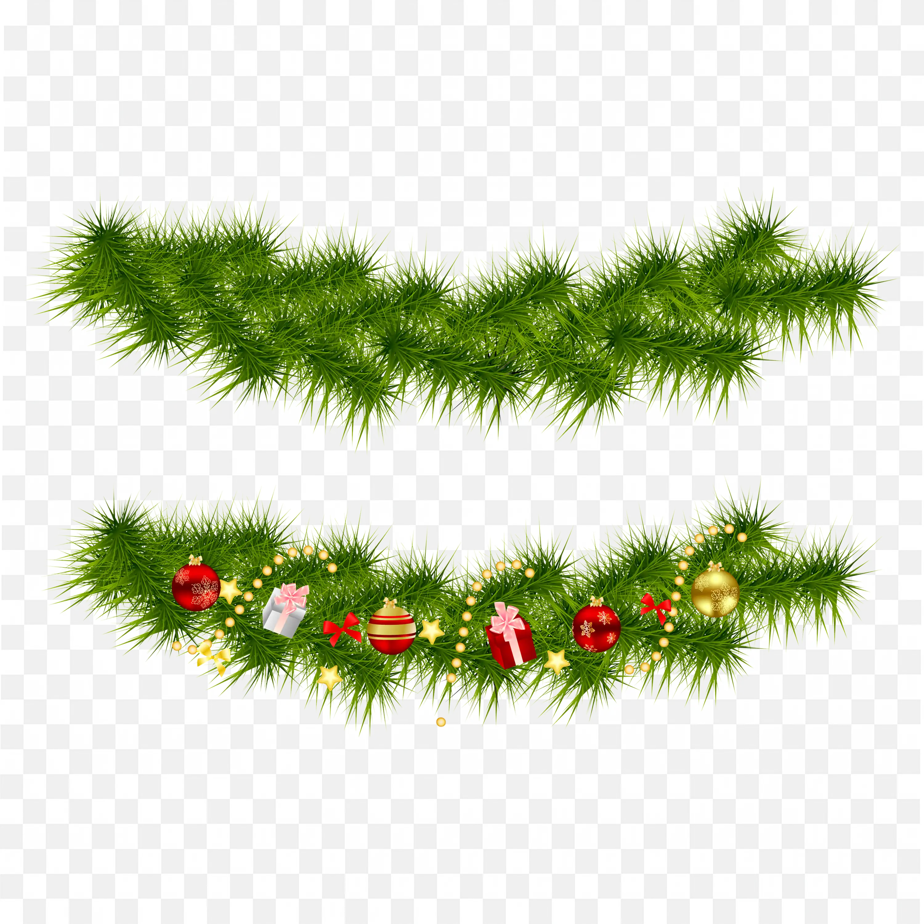 Traditional Green Garland With Red Christmas Berries