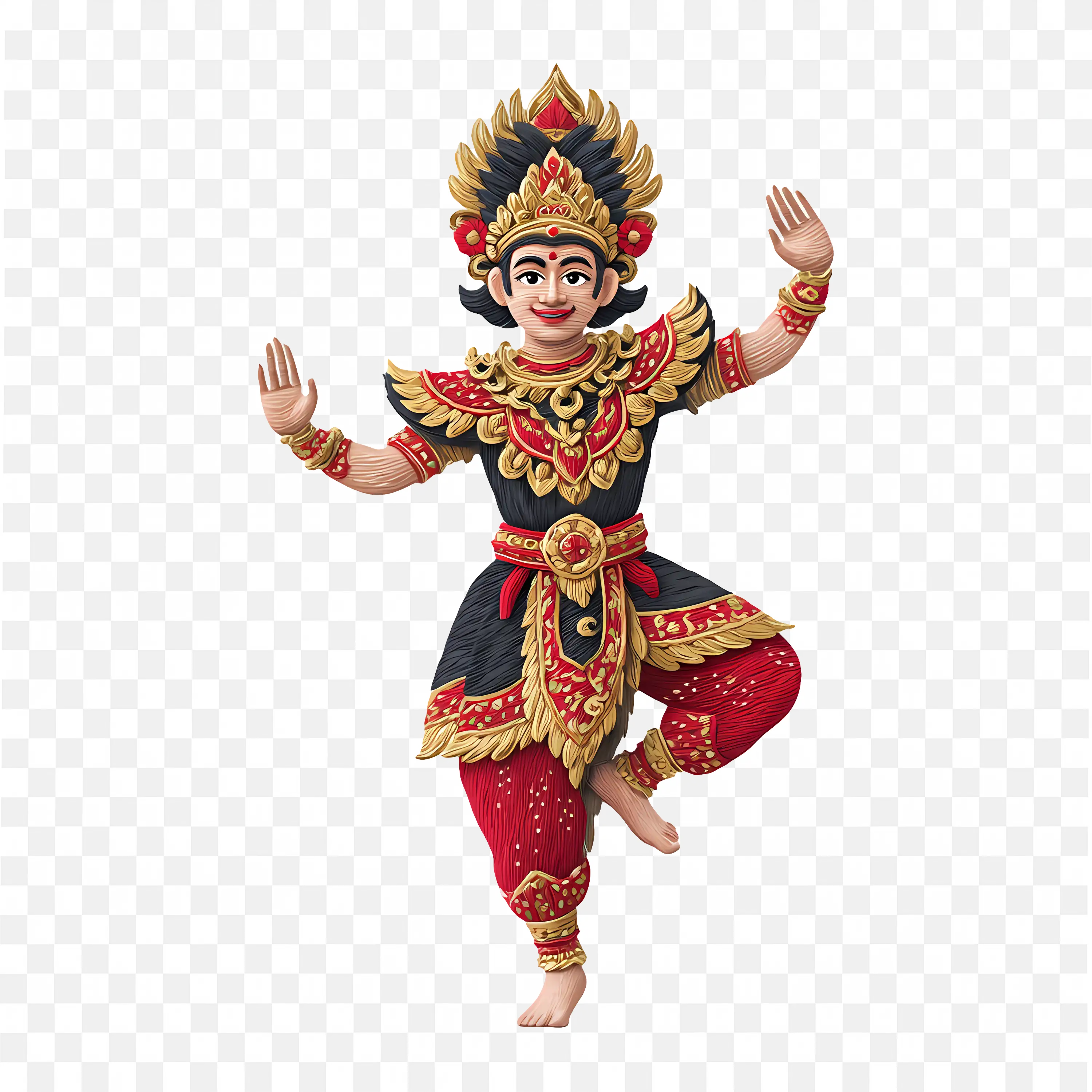 3D Traditional Kecak Dance Art with Dancer in Cultural Costume