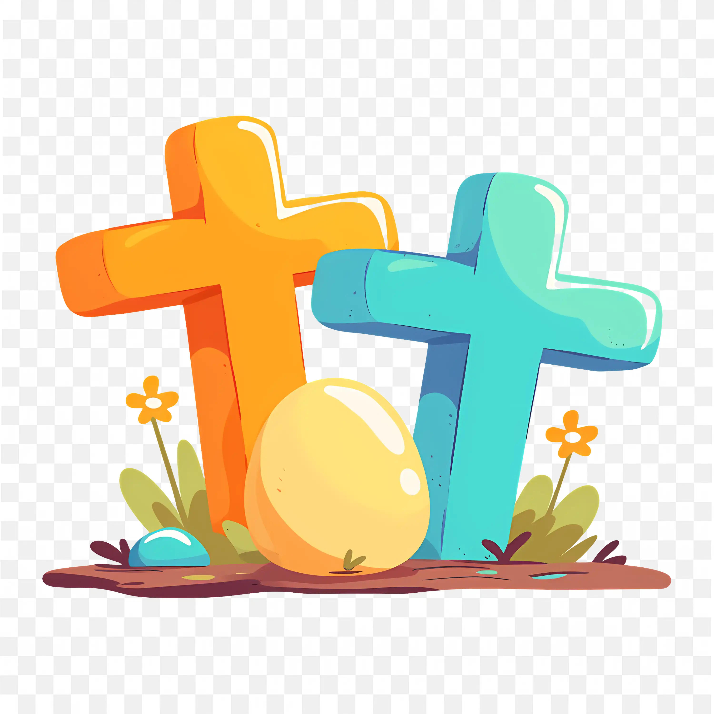 Two Christian Crosses and Egg PNG Image Easter Symbol Art