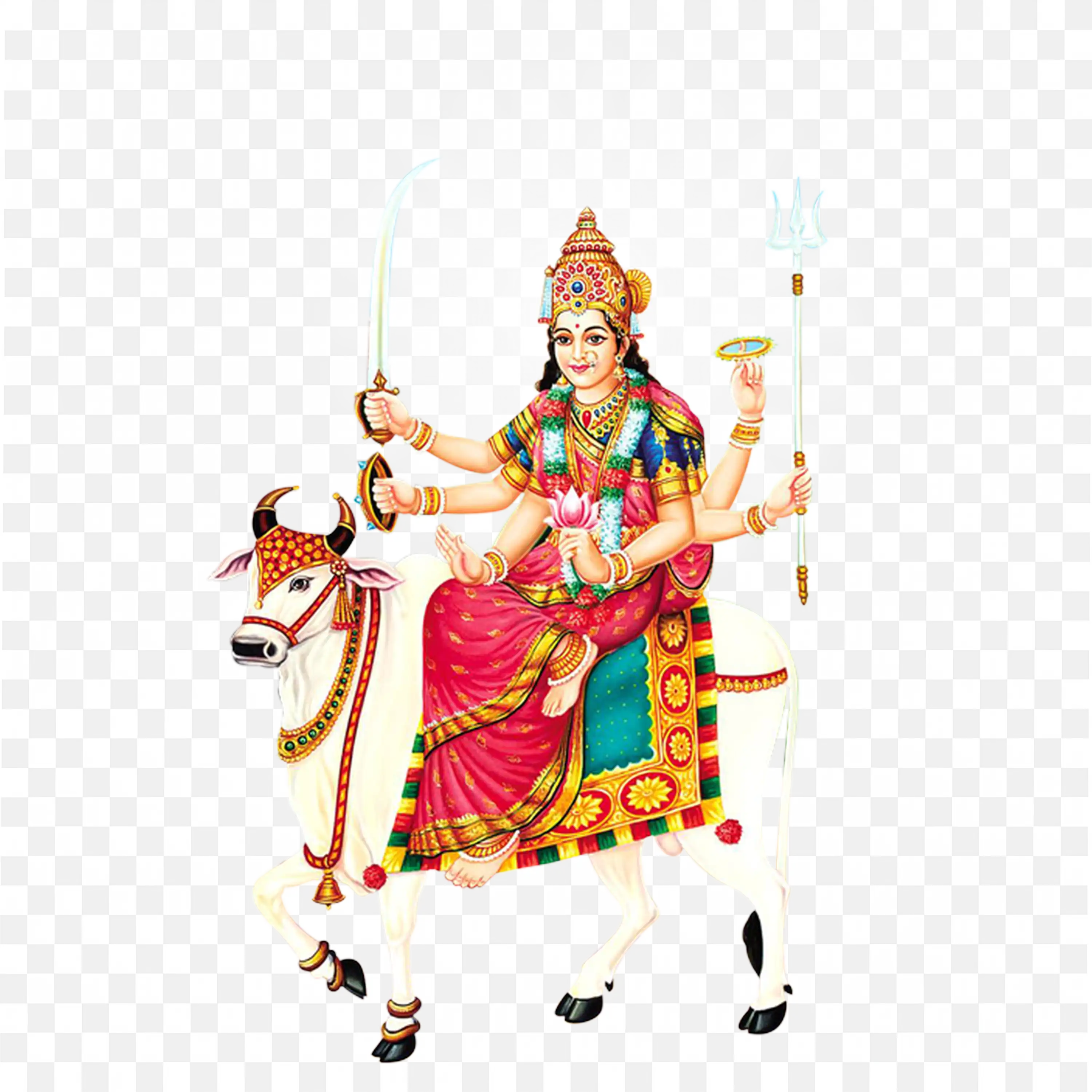 Umiya Mataji on Cow Divine Hindu Goddess Illustration