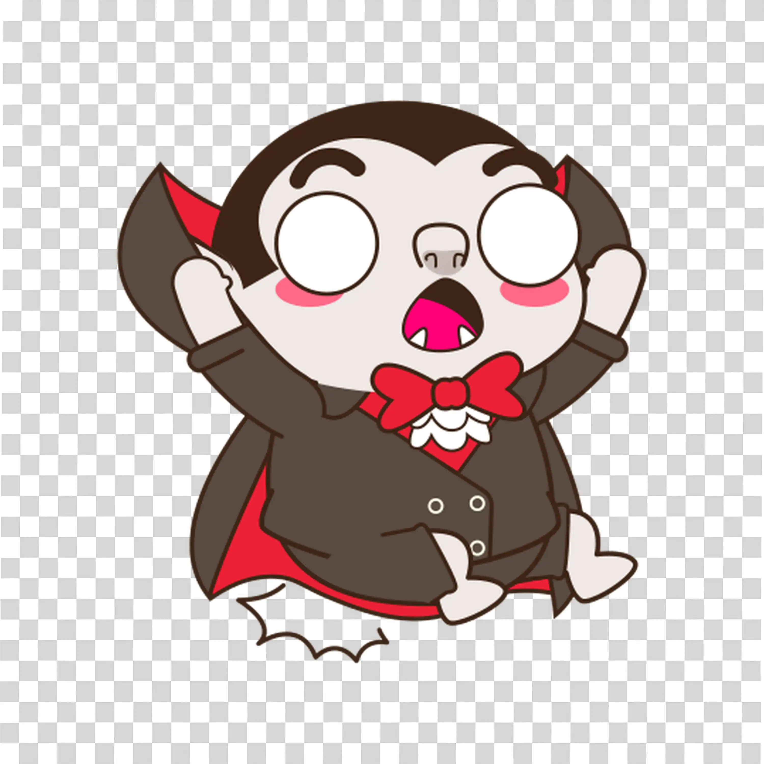 Vampire Character with Cape and Sharp Teeth PNG Image